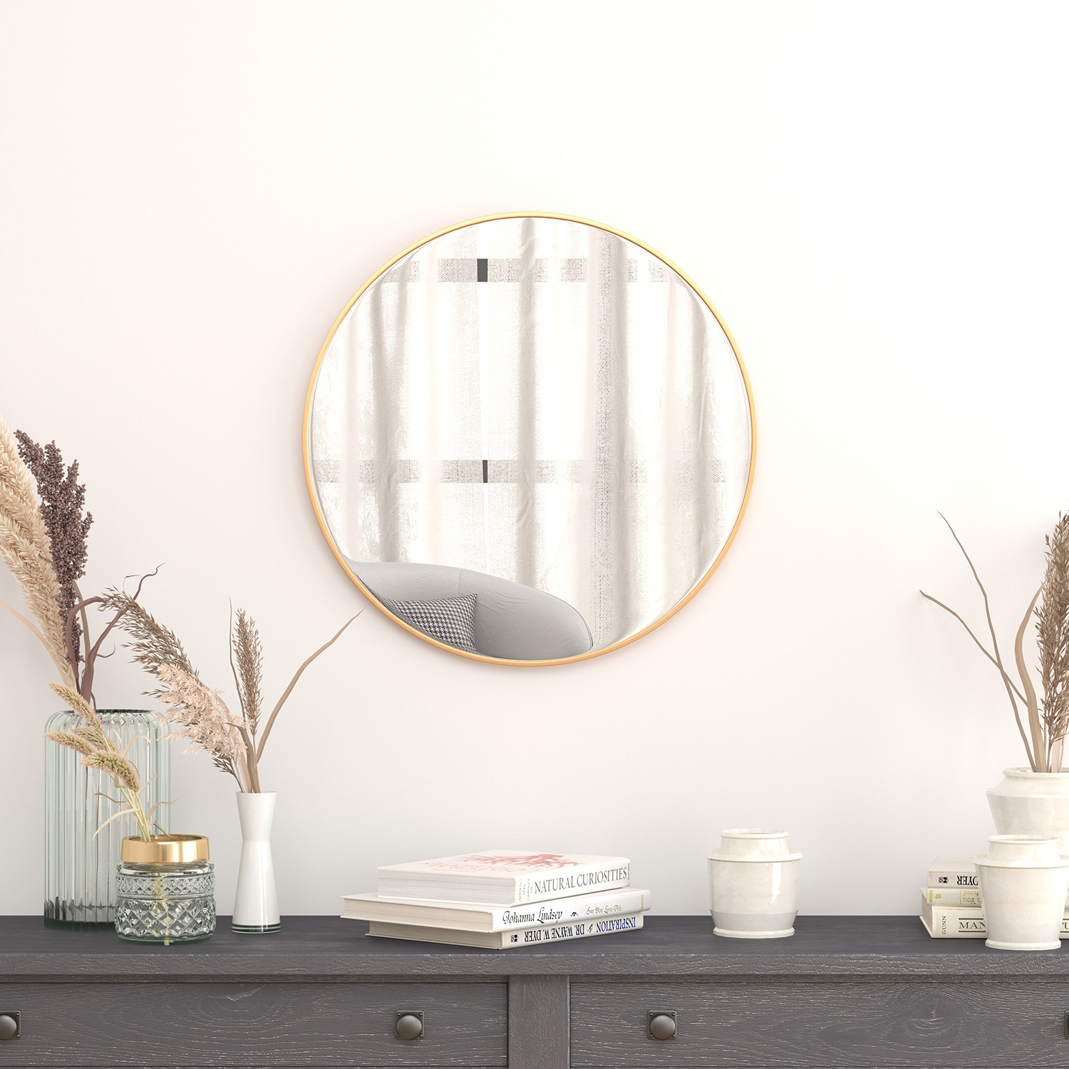 BLNK Julianne Style 1 Round Metal Framed Wall Mirror