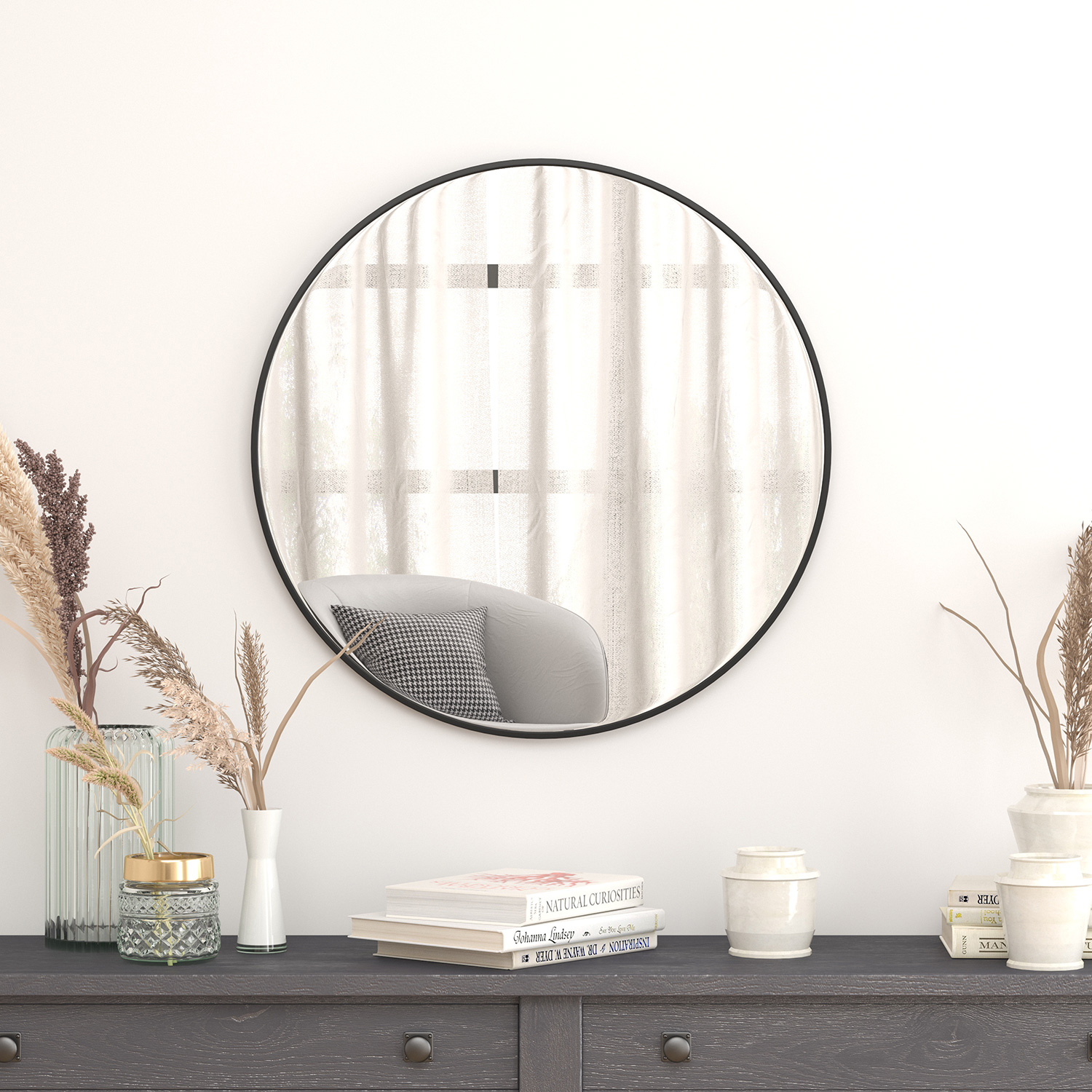 BLNK Julianne Style 1 Round Metal Framed Wall Mirror