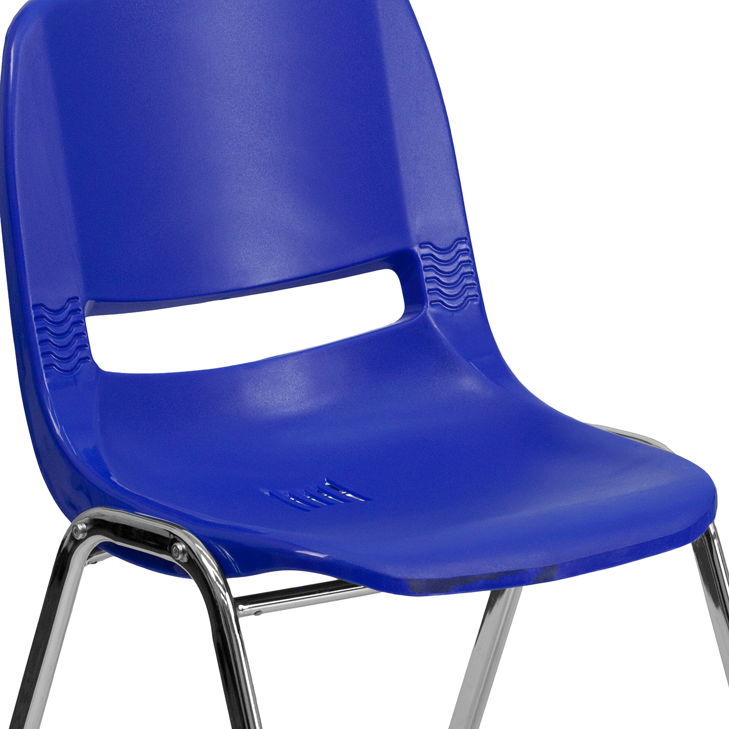 BLNK HERCULES Series Ergonomic Shell Stack Chair - Navy/Chrome, 14"H Seat