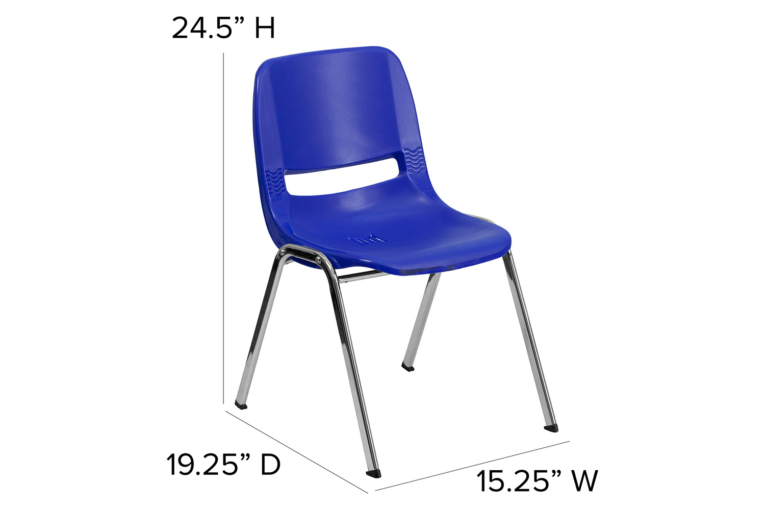 BLNK HERCULES Series Ergonomic Shell Stack Chair - Navy/Chrome, 14"H Seat