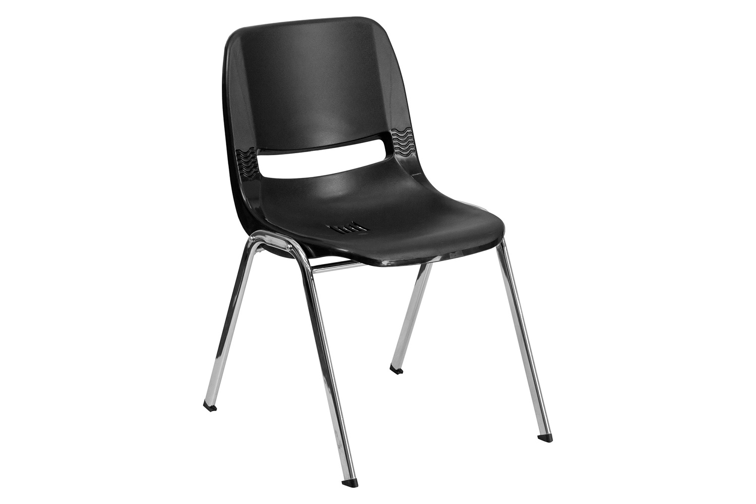 BLNK HERCULES Series Ergonomic Shell Stack Chair - Black/Chrome, 16"H Seat