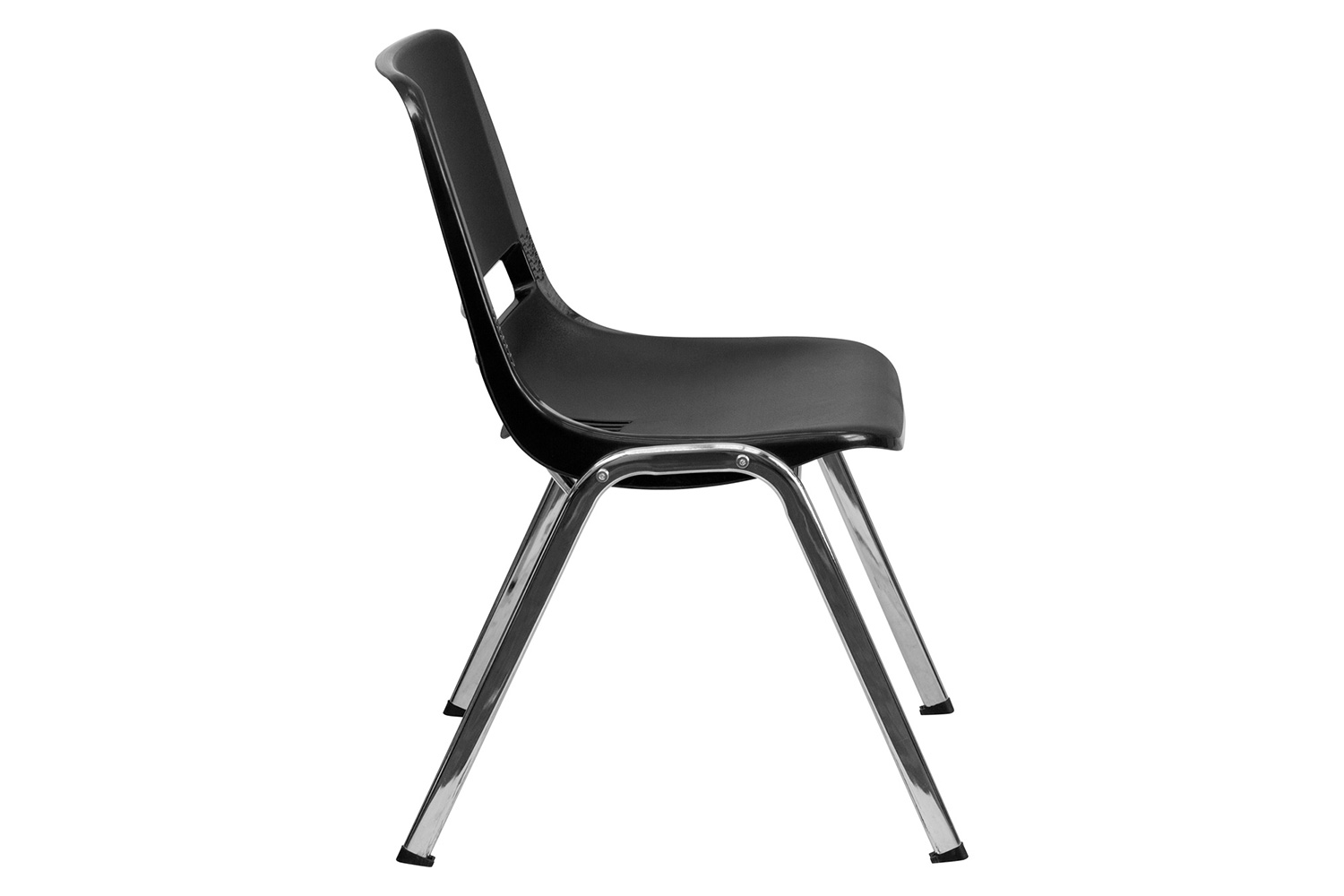 BLNK HERCULES Series Ergonomic Shell Stack Chair - Black/Chrome, 16"H Seat