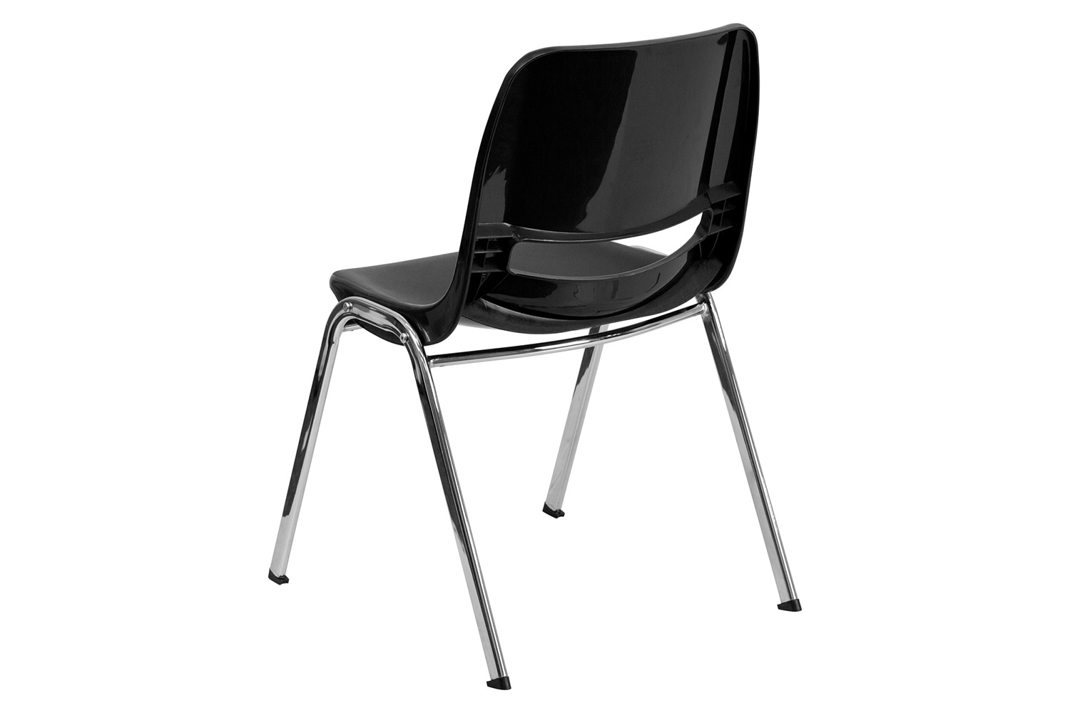 BLNK HERCULES Series Ergonomic Shell Stack Chair - Black/Chrome, 16"H Seat