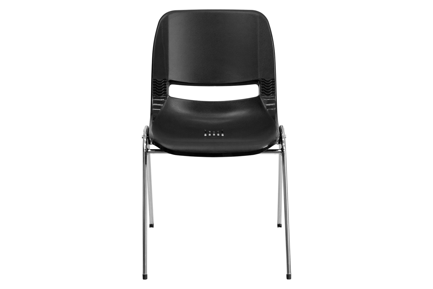 BLNK HERCULES Series Ergonomic Shell Stack Chair - Black/Chrome, 16"H Seat