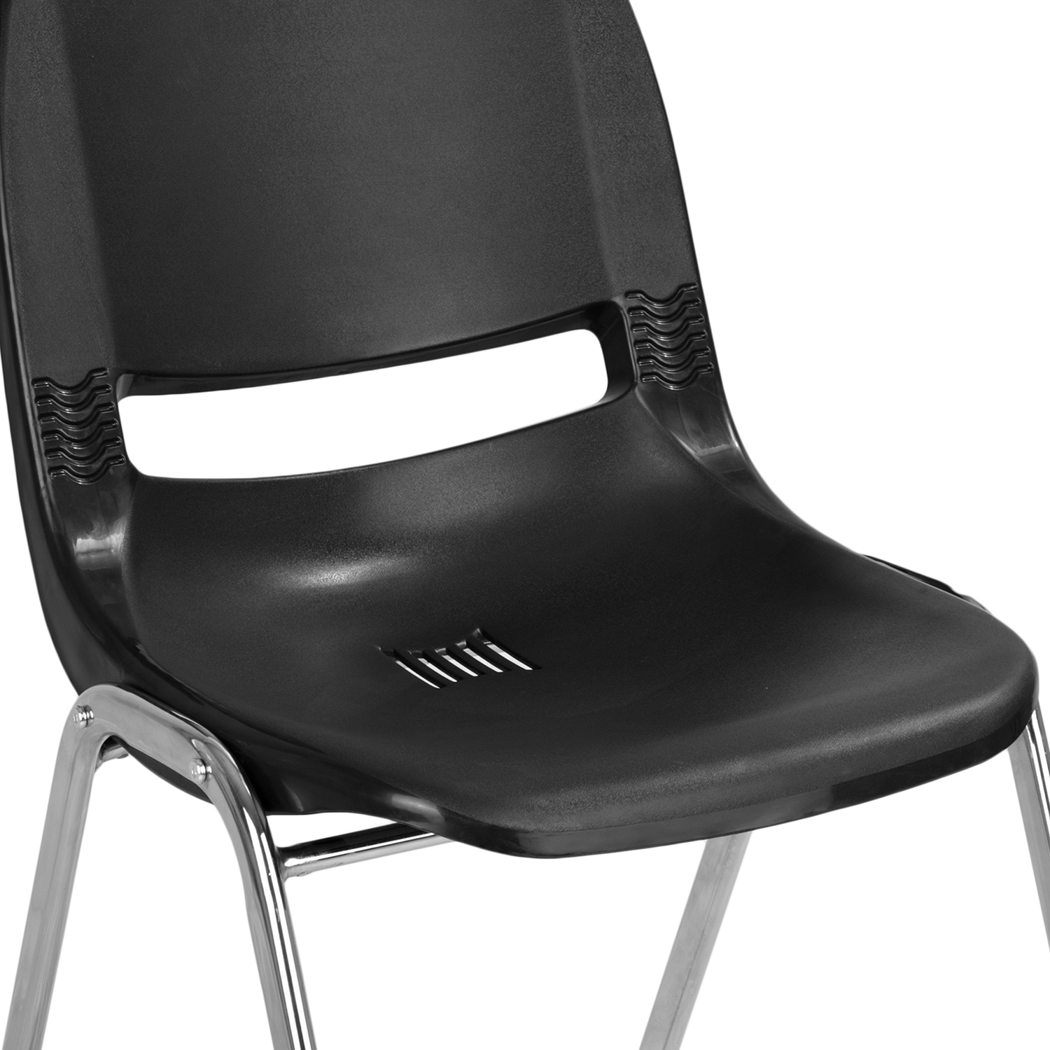 BLNK HERCULES Series Ergonomic Shell Stack Chair - Black/Chrome, 16"H Seat