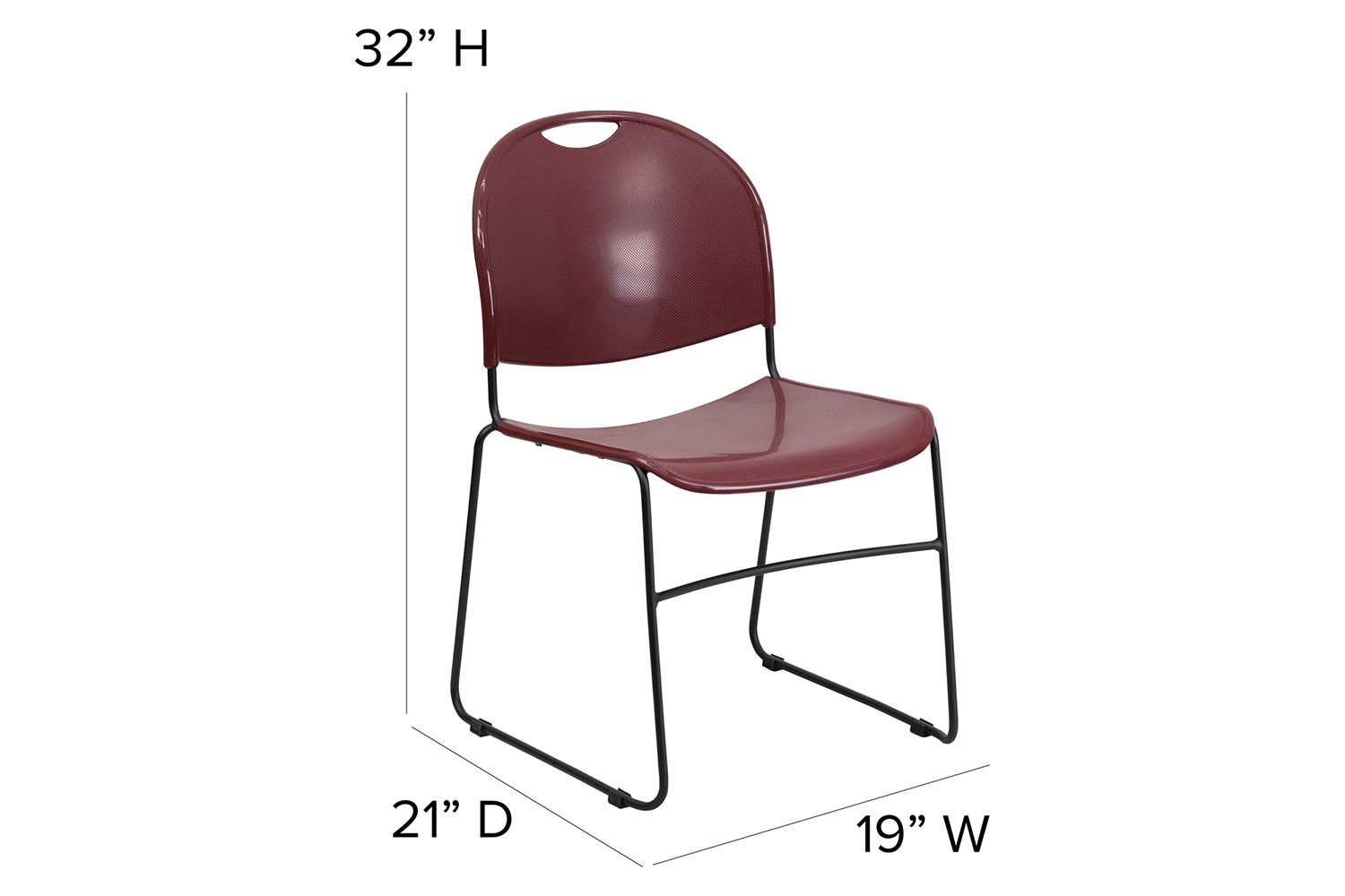 BLNK HERCULES Series Ultra-Compact Stack Chair with Black Powder Coated Frame - Burgundy