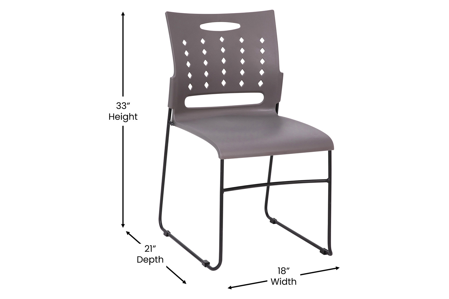 BLNK HERCULES Series Sled Base Stack Chair with Air-Vent Back - Gray