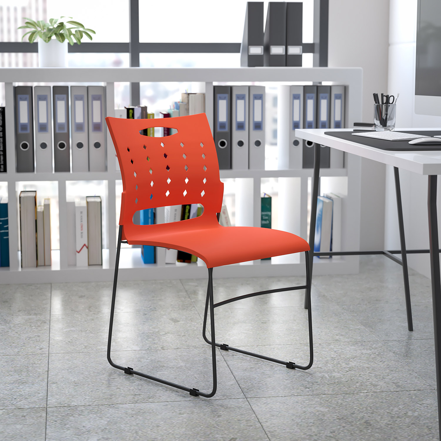 BLNK HERCULES Series Sled Base Stack Chair with Air-Vent Back