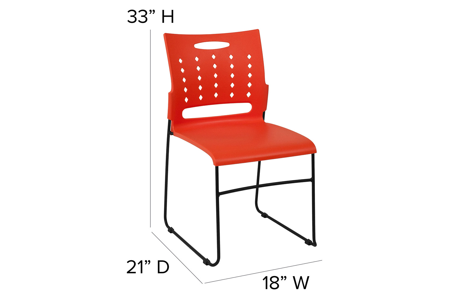 BLNK™ HERCULES Series Sled Base Stack Chair with Air-Vent Back - Orange