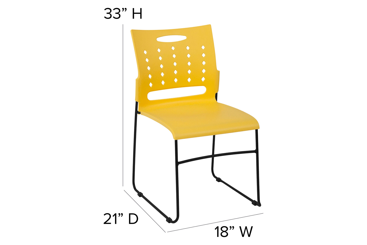 BLNK HERCULES Series Sled Base Stack Chair with Air-Vent Back - Yellow