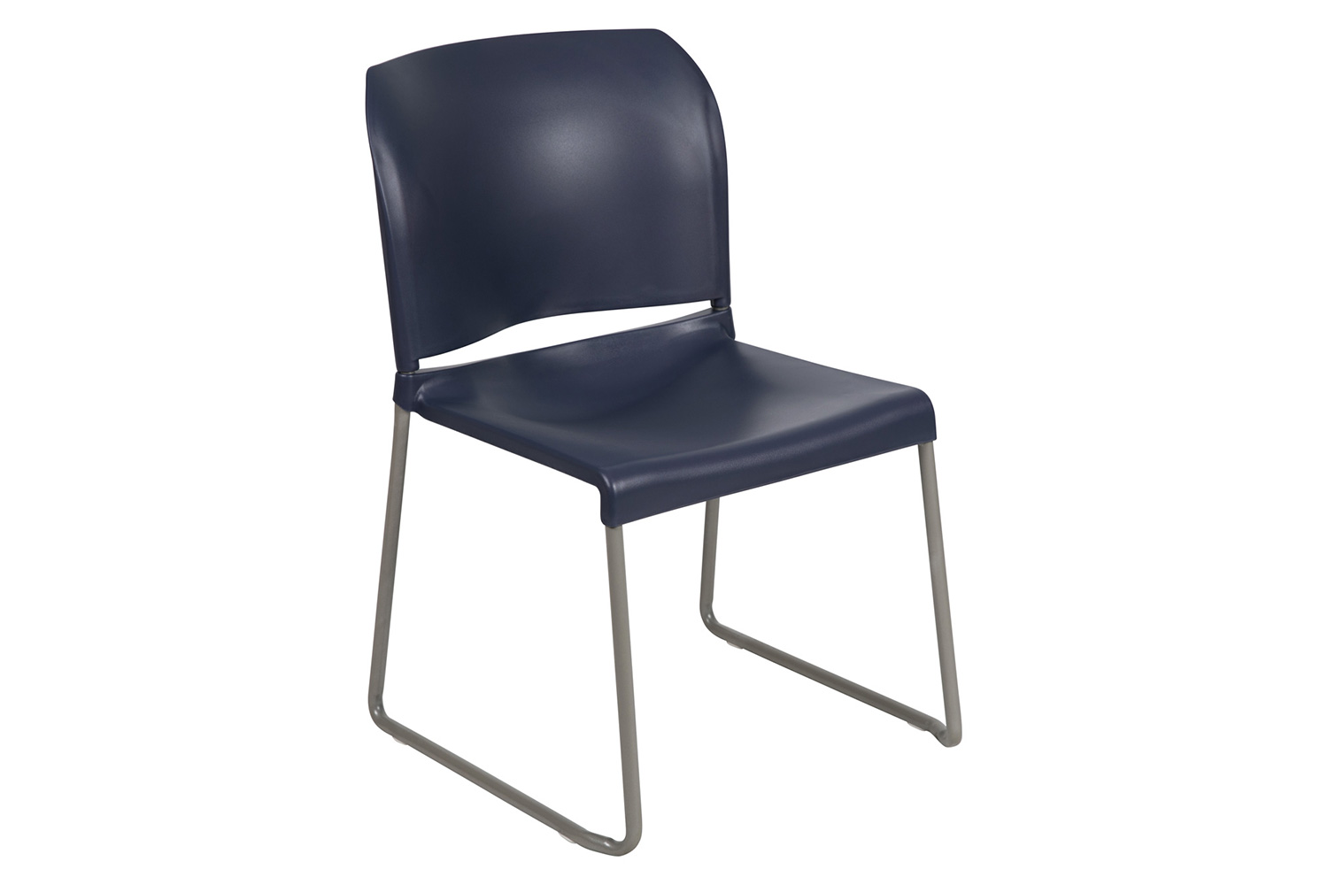 BLNK HERCULES Series Full Back Contoured Stack Chair with Gray Powder Coated Sled Base - Navy