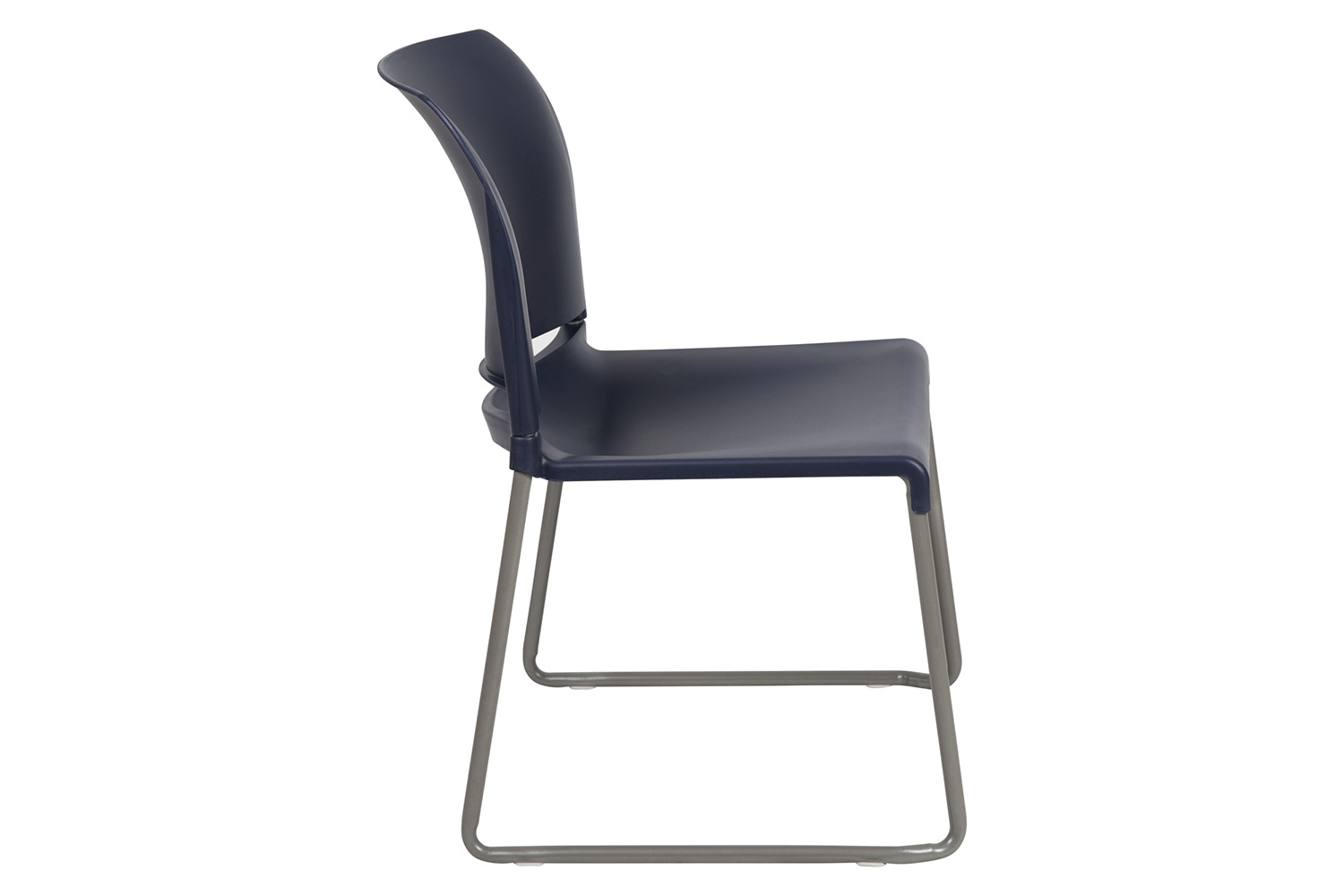 BLNK HERCULES Series Full Back Contoured Stack Chair with Gray Powder Coated Sled Base - Navy