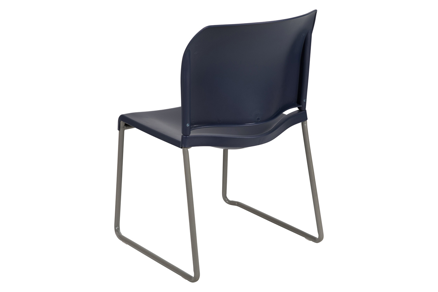 BLNK HERCULES Series Full Back Contoured Stack Chair with Gray Powder Coated Sled Base - Navy