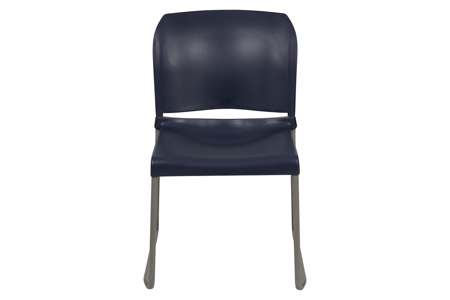 BLNK HERCULES Series Full Back Contoured Stack Chair with Gray Powder Coated Sled Base - Navy