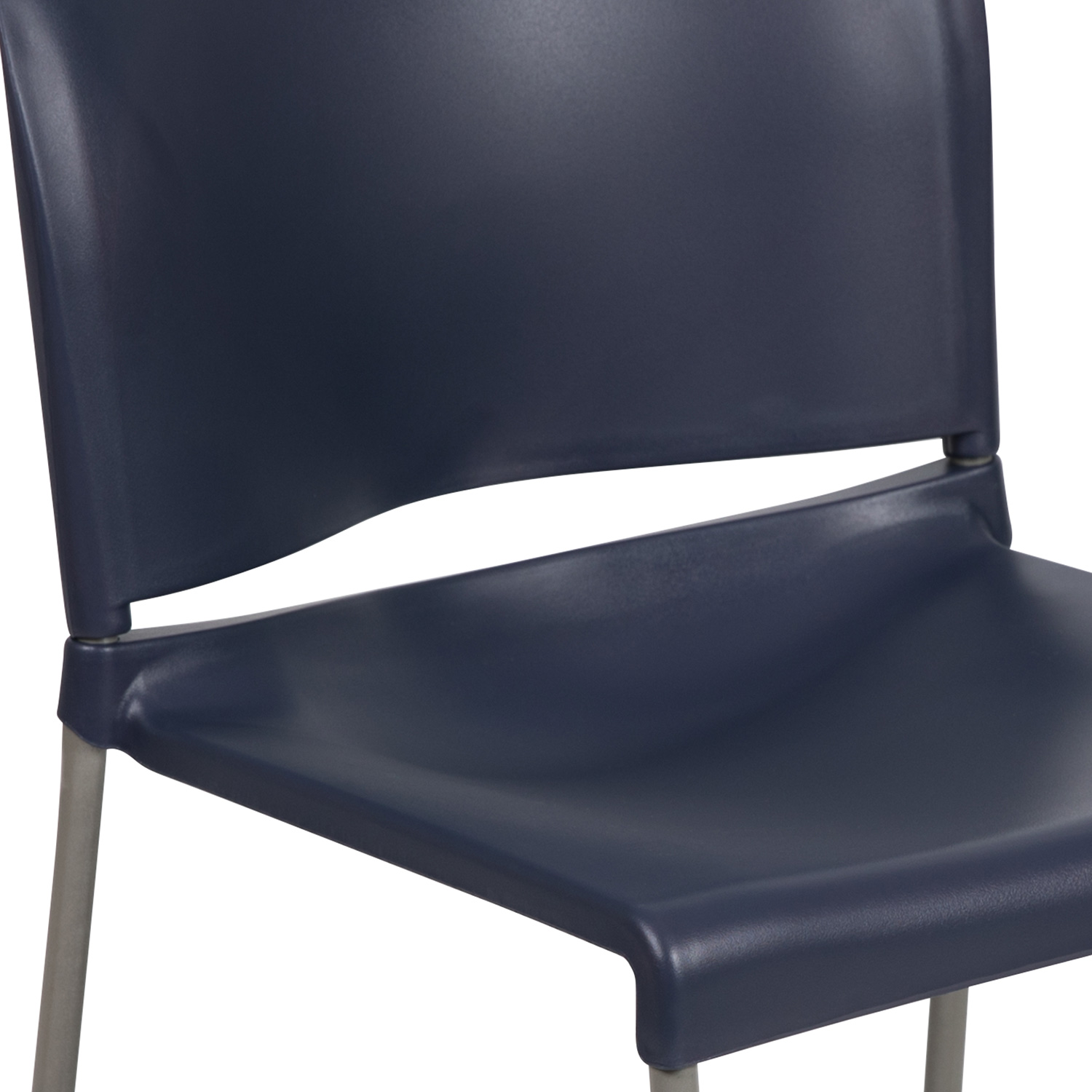 BLNK HERCULES Series Full Back Contoured Stack Chair with Gray Powder Coated Sled Base - Navy