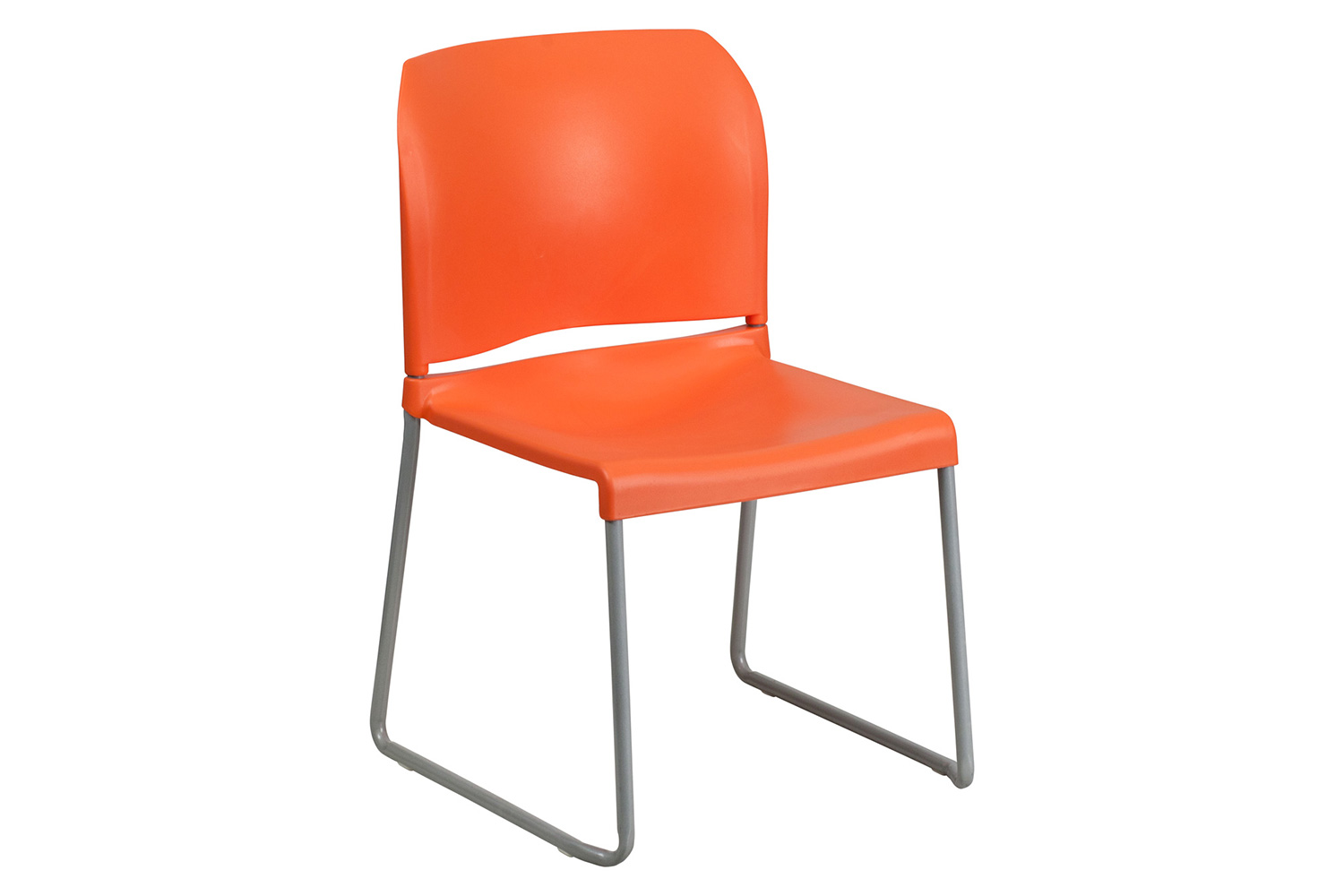 BLNK HERCULES Series Full Back Contoured Stack Chair with Gray Powder Coated Sled Base - Orange