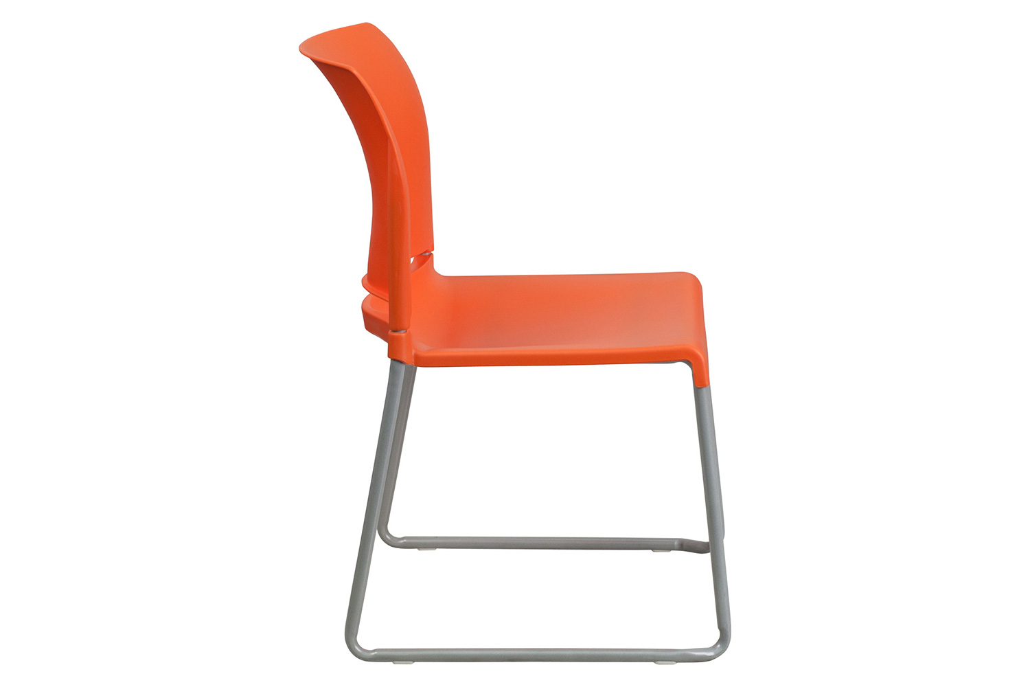 BLNK HERCULES Series Full Back Contoured Stack Chair with Gray Powder Coated Sled Base - Orange