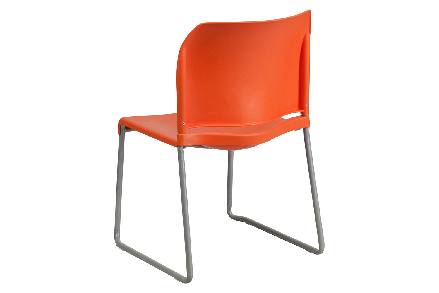 BLNK HERCULES Series Full Back Contoured Stack Chair with Gray Powder Coated Sled Base - Orange