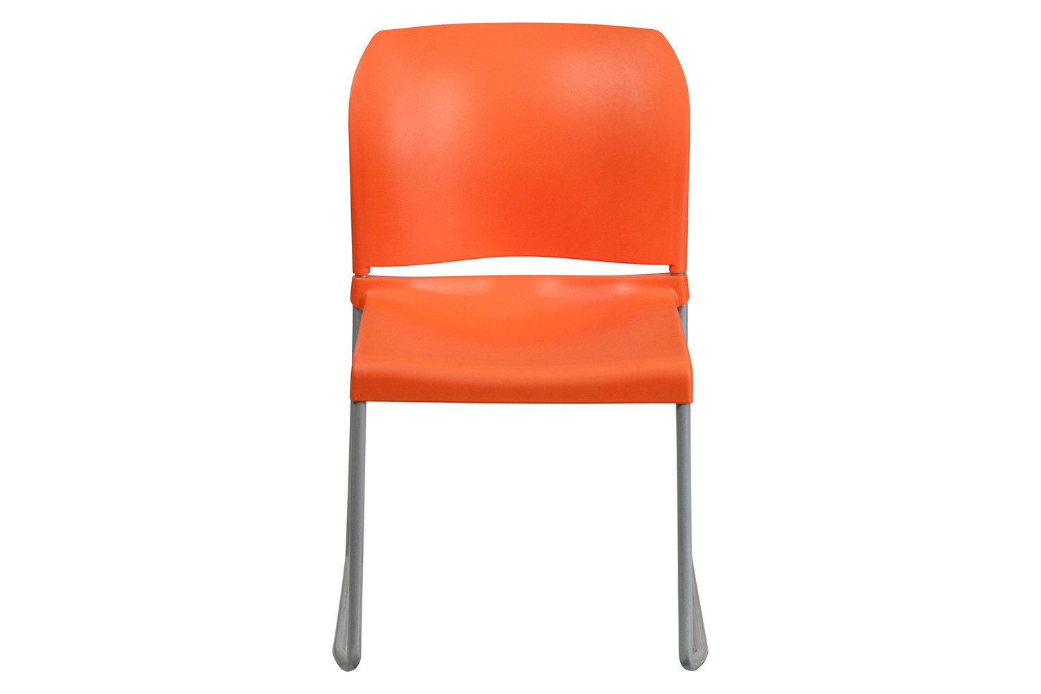 BLNK HERCULES Series Full Back Contoured Stack Chair with Gray Powder Coated Sled Base - Orange