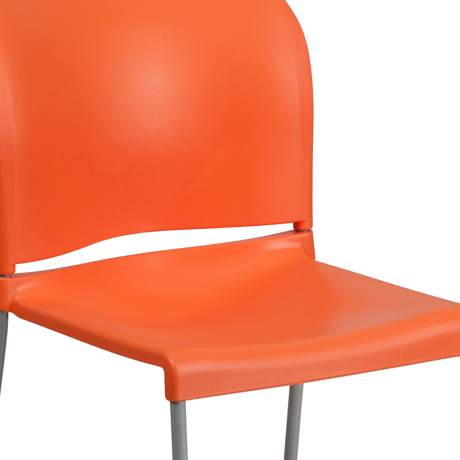 BLNK HERCULES Series Full Back Contoured Stack Chair with Gray Powder Coated Sled Base - Orange