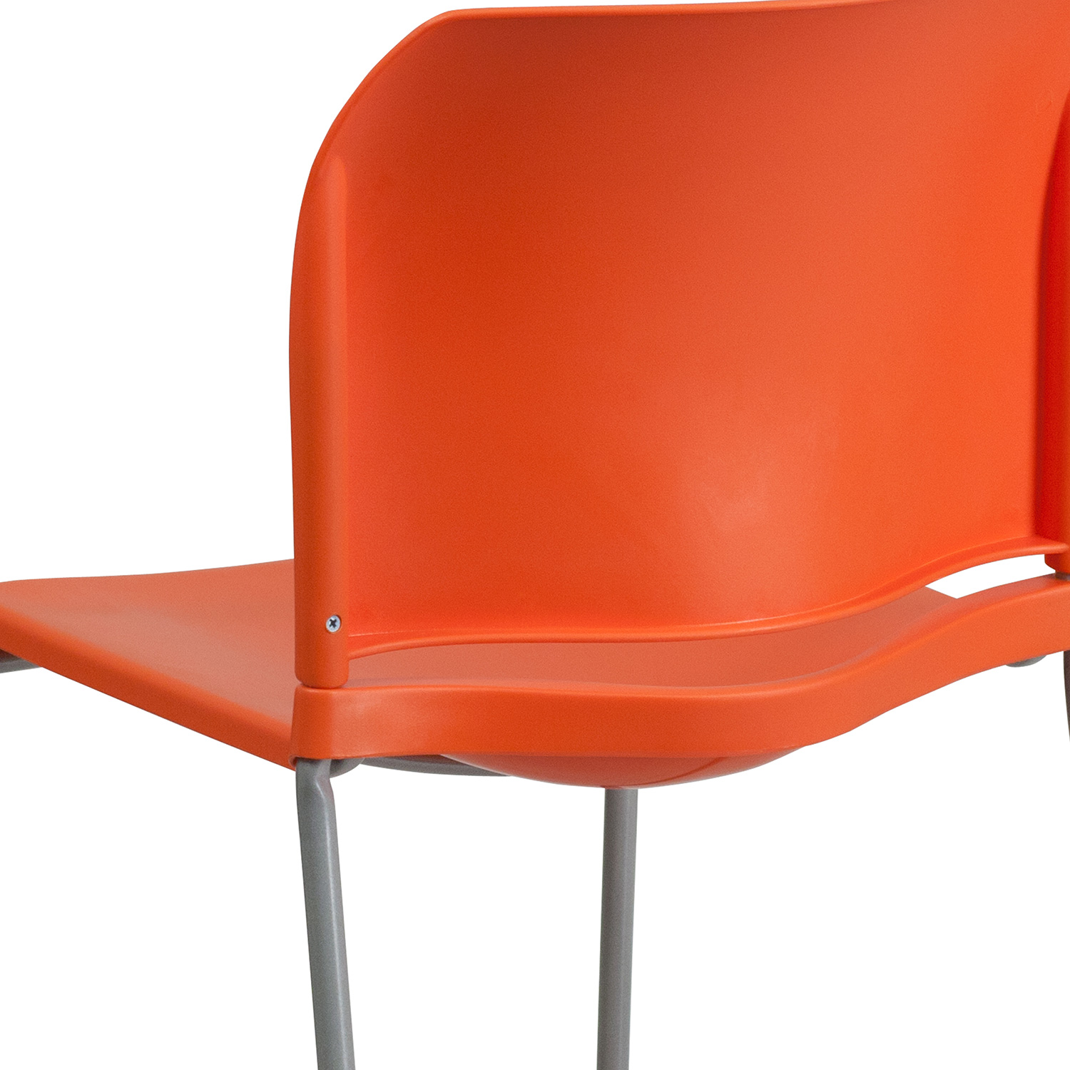 BLNK HERCULES Series Full Back Contoured Stack Chair with Gray Powder Coated Sled Base - Orange