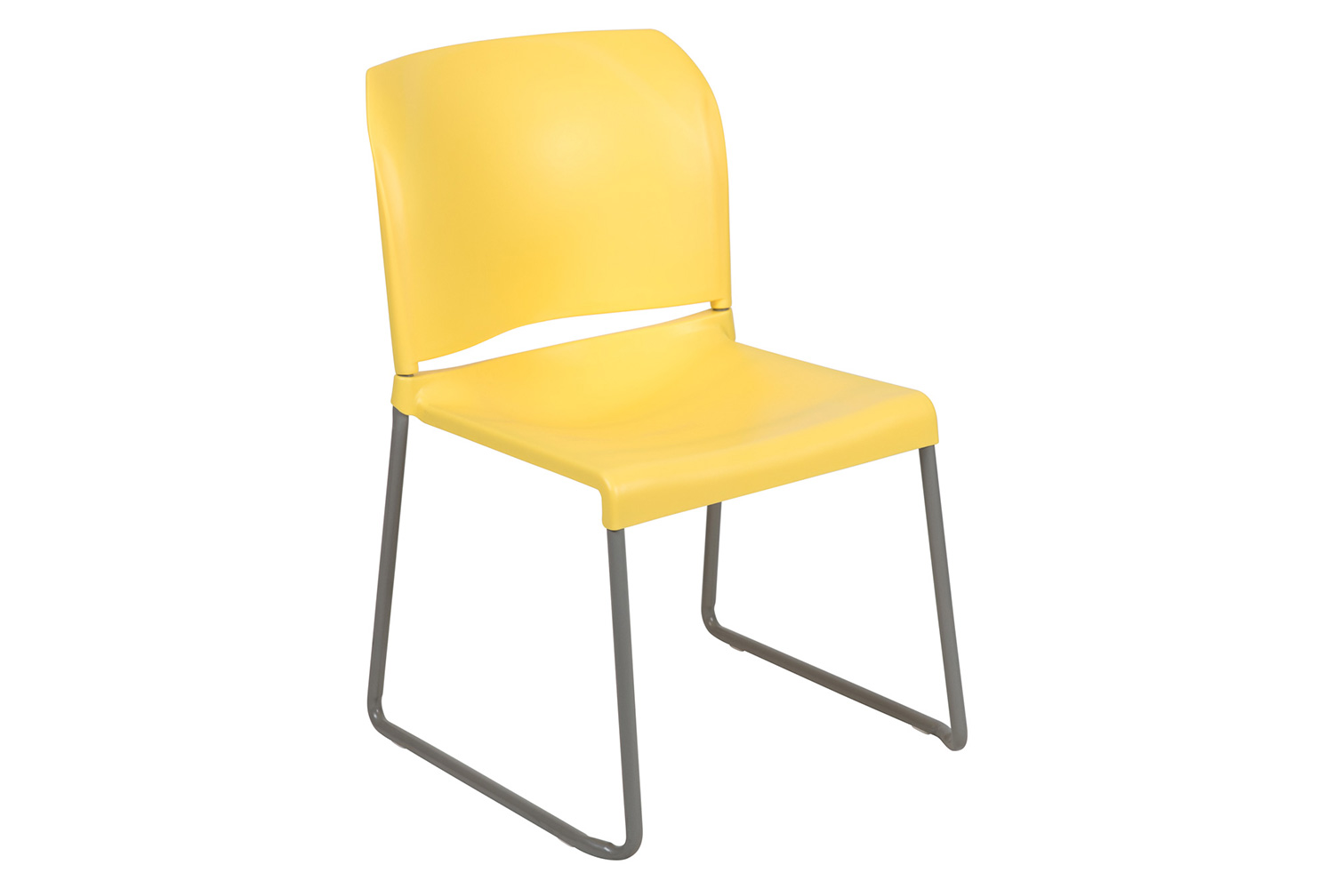 BLNK HERCULES Series Full Back Contoured Stack Chair with Gray Powder Coated Sled Base - Yellow