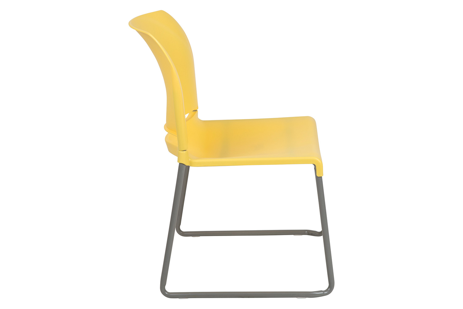 BLNK HERCULES Series Full Back Contoured Stack Chair with Gray Powder Coated Sled Base - Yellow