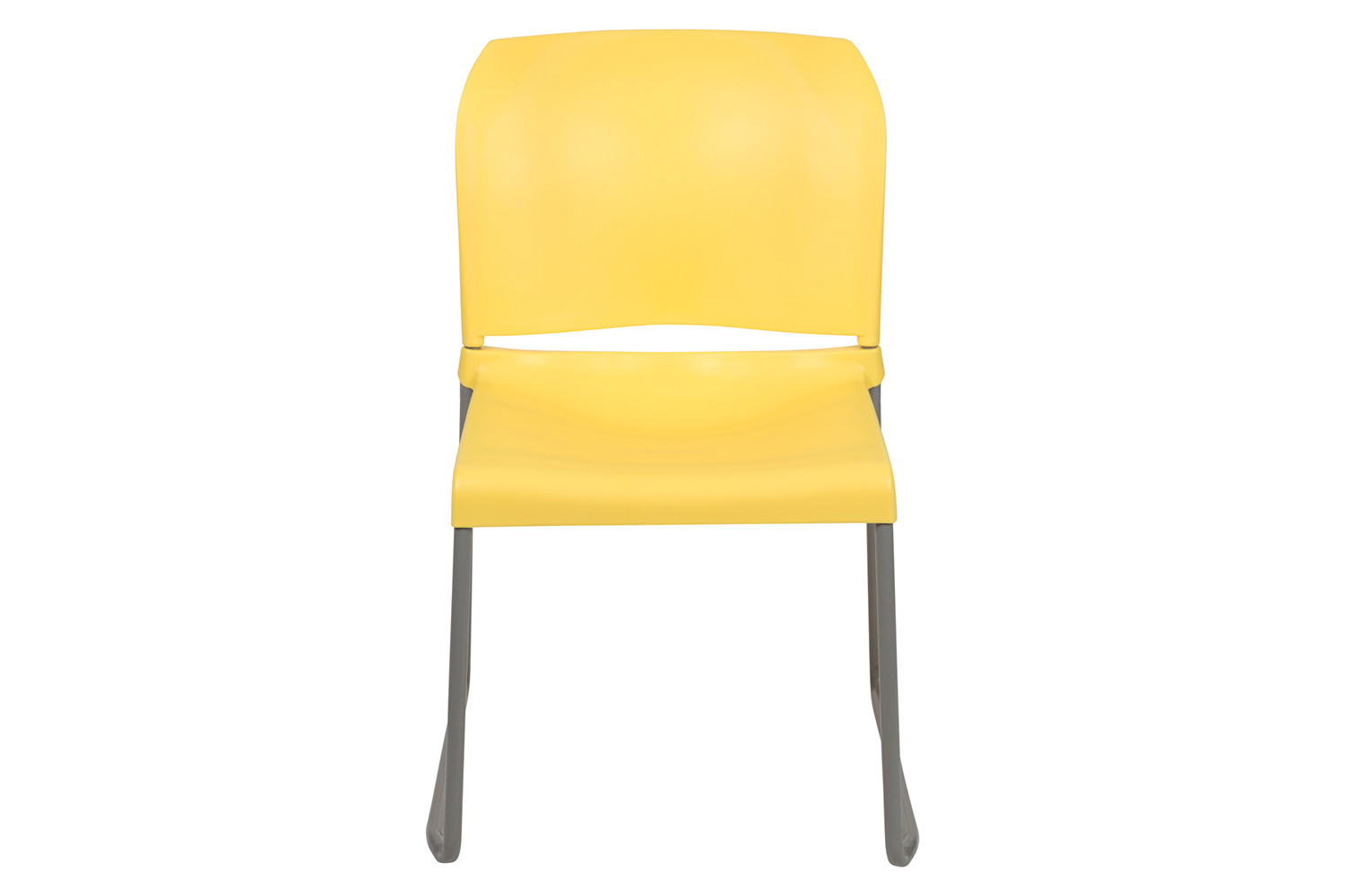 BLNK HERCULES Series Full Back Contoured Stack Chair with Gray Powder Coated Sled Base - Yellow