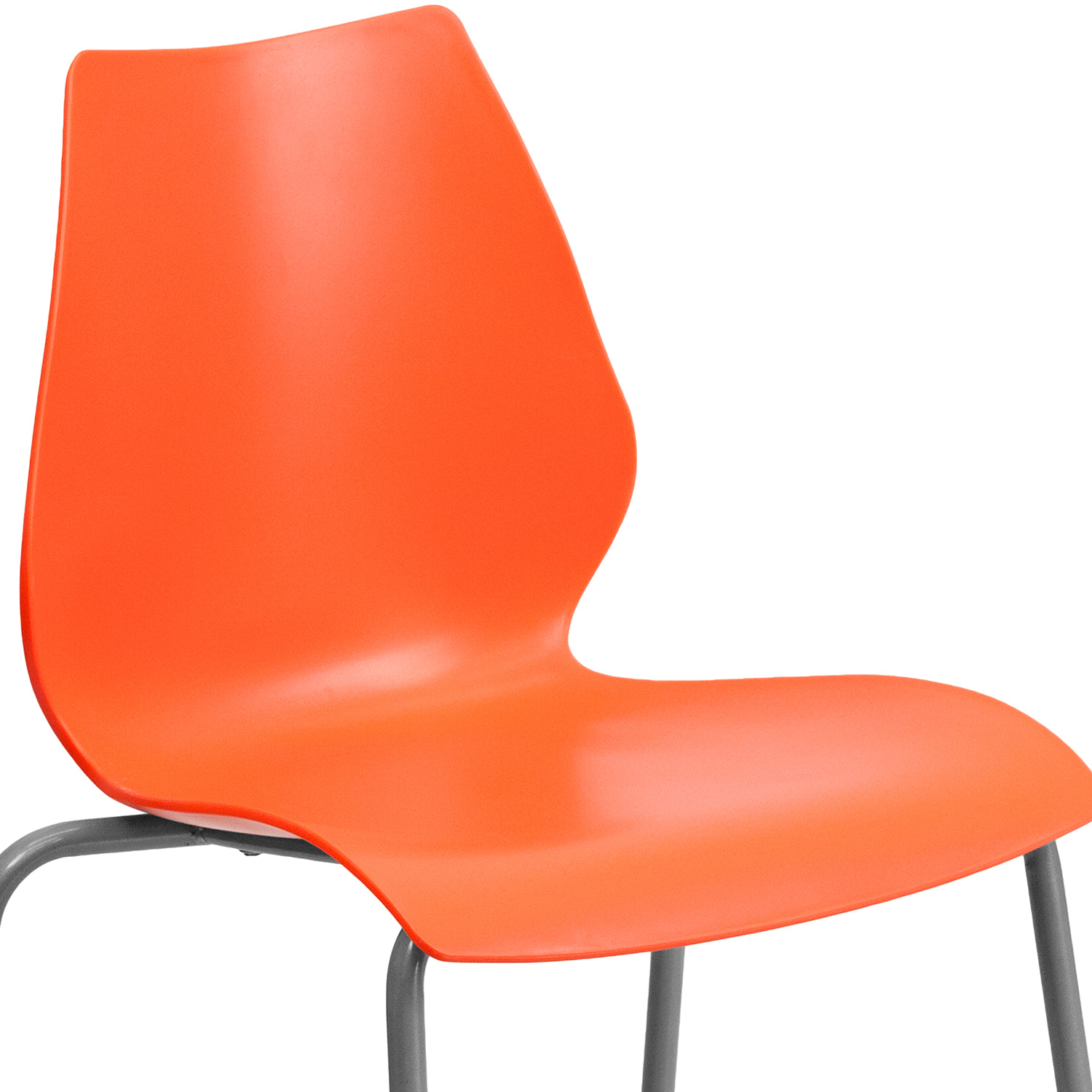 BLNK HERCULES Series Stack Chair with Lumbar Support and Silver Frame - Orange