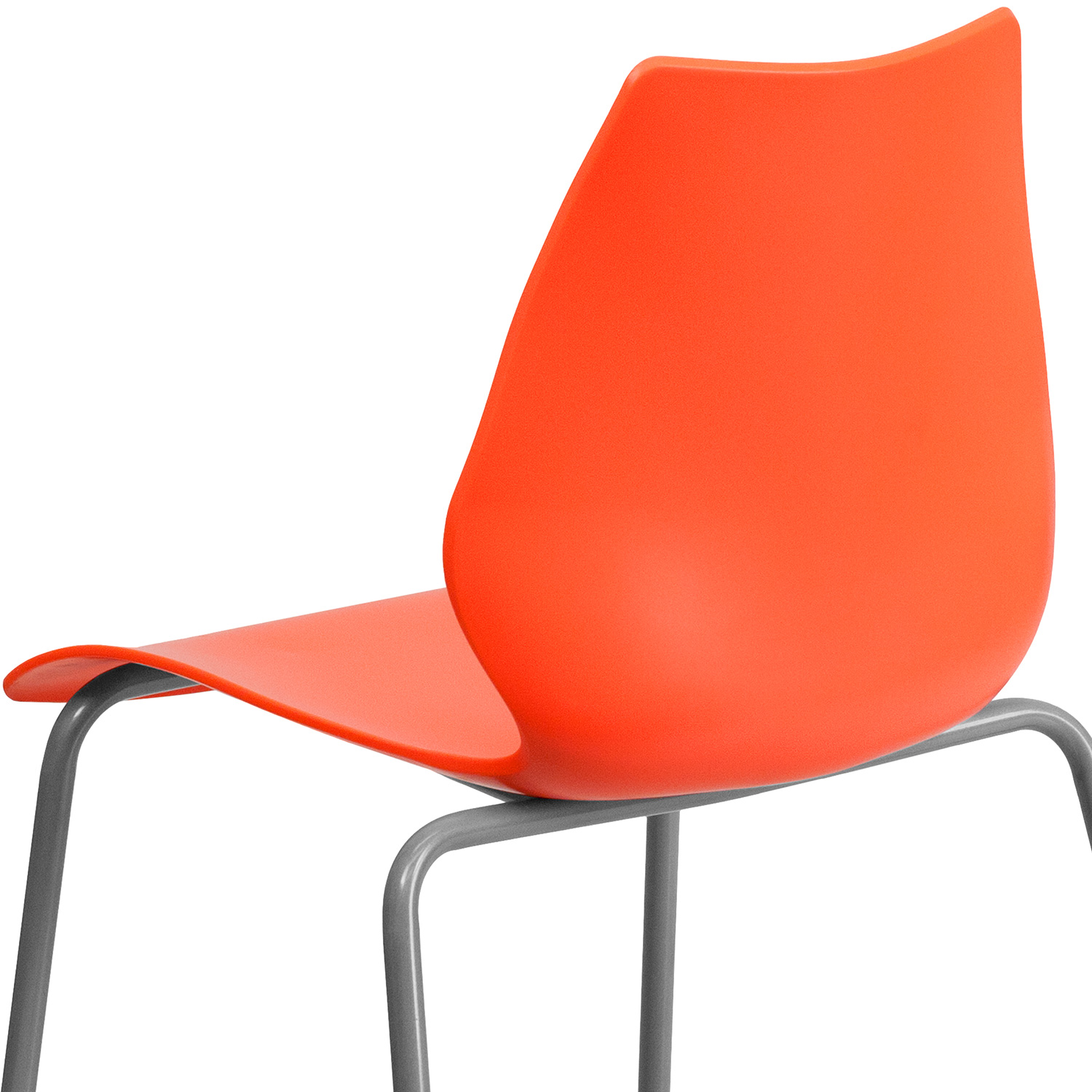 BLNK HERCULES Series Stack Chair with Lumbar Support and Silver Frame - Orange