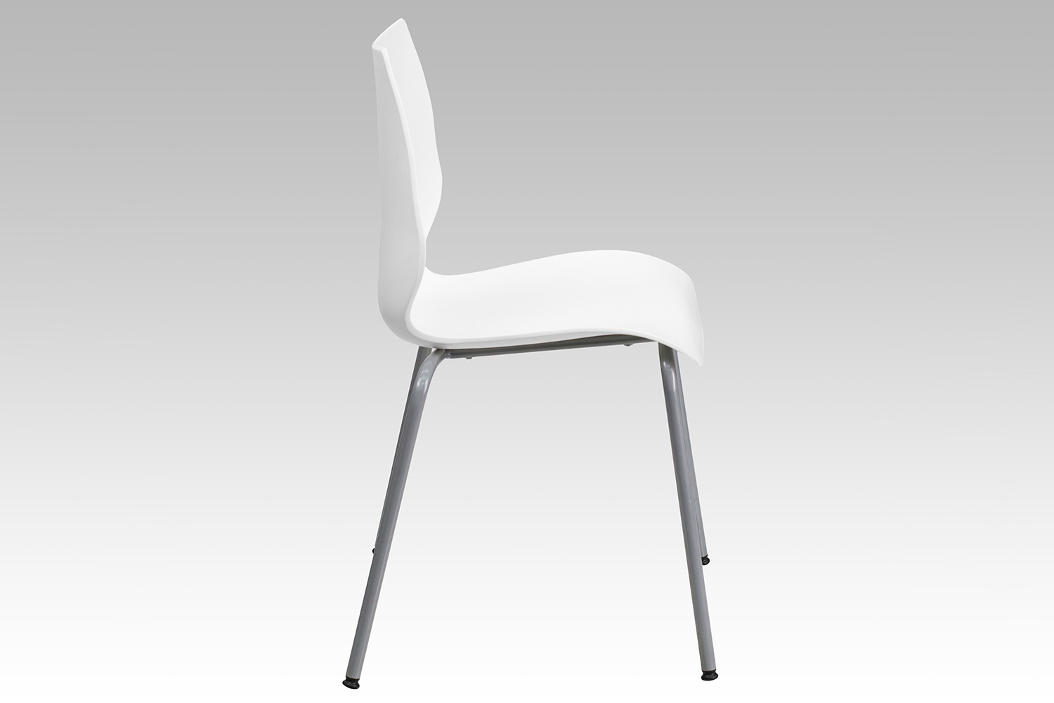 BLNK HERCULES Series Stack Chair with Lumbar Support and Silver Frame - White