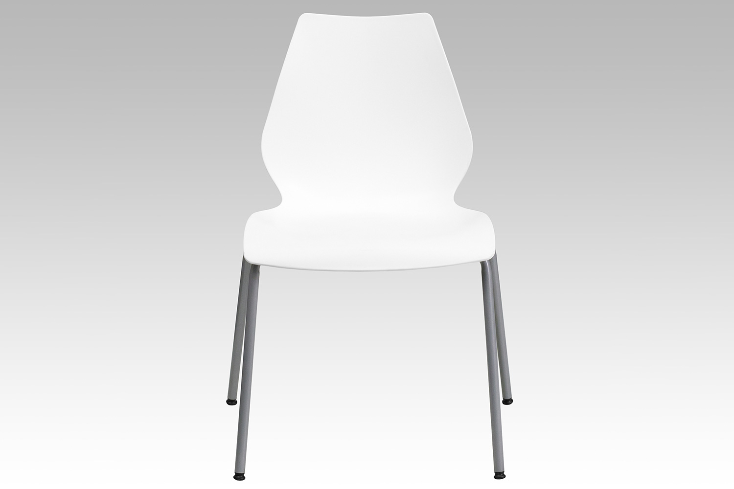 BLNK HERCULES Series Stack Chair with Lumbar Support and Silver Frame - White