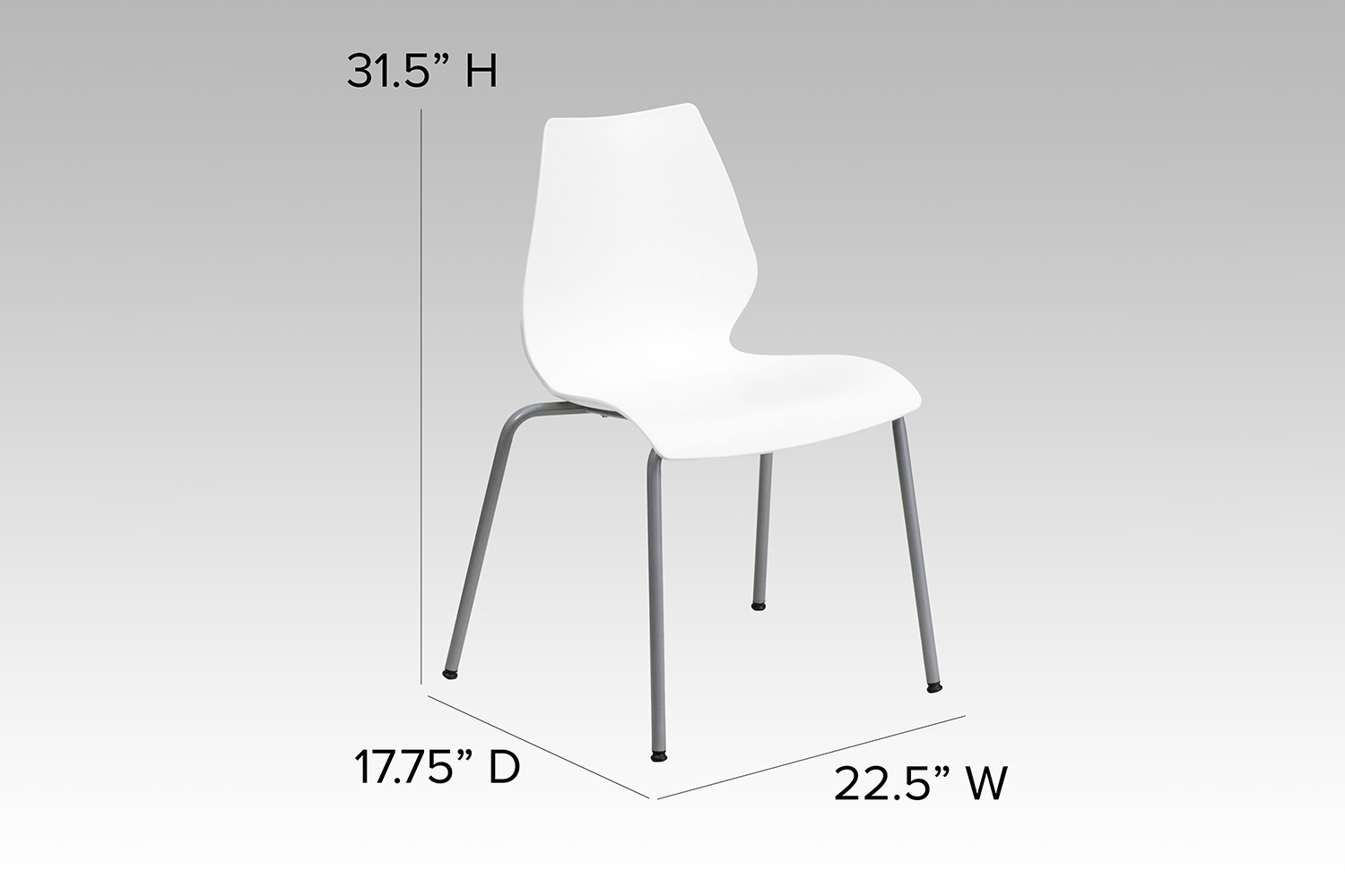 BLNK HERCULES Series Stack Chair with Lumbar Support and Silver Frame - White