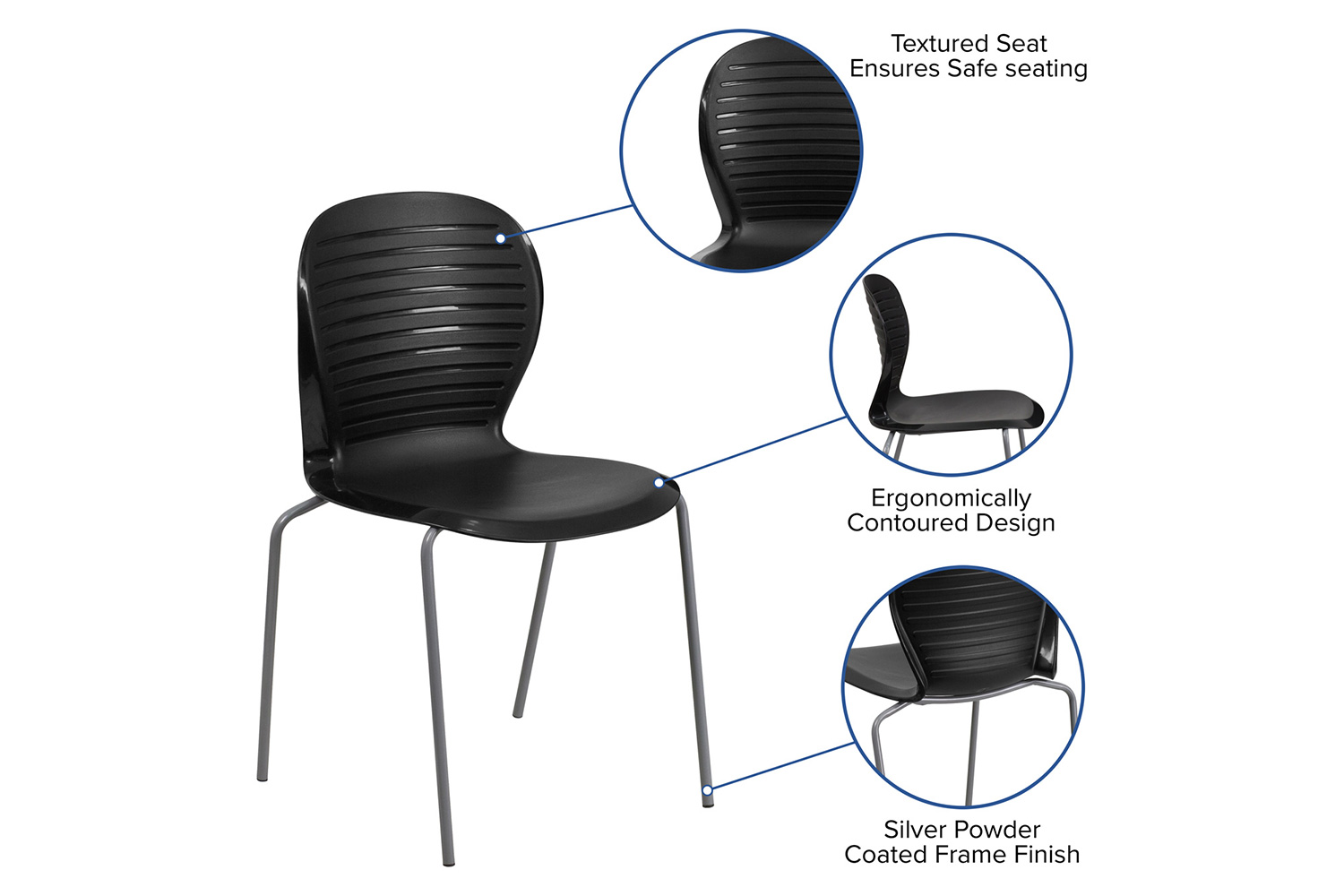 BLNK™ HERCULES Series Stack Chair - Black, 551 lb.