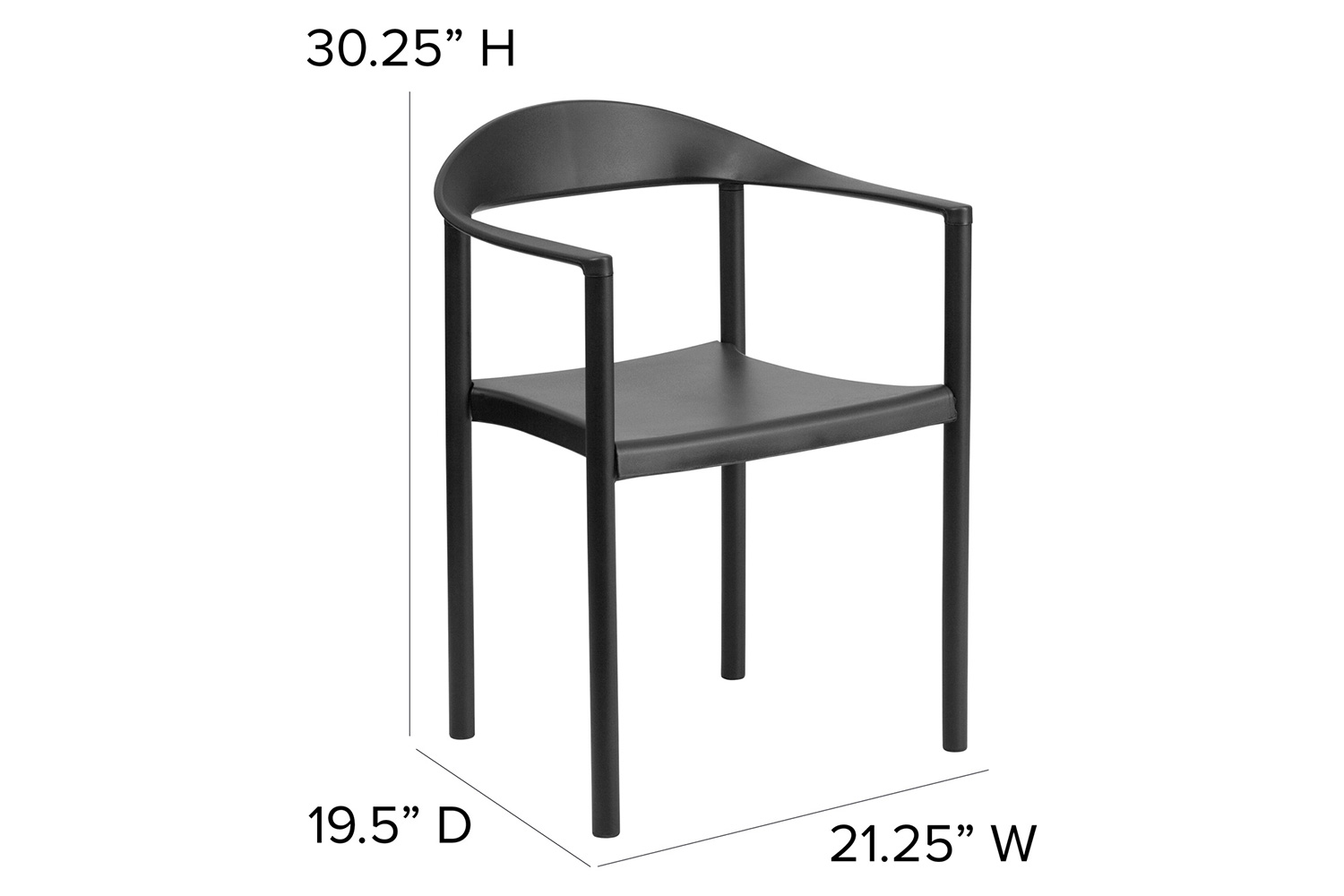 BLNK™ HERCULES Series Plastic Cafe Stack Chair - Black