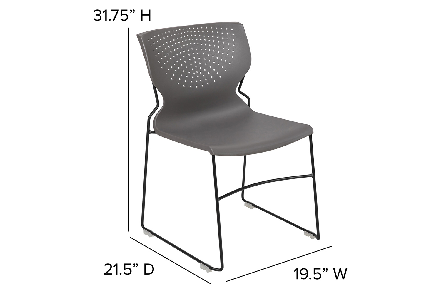 BLNK™ HERCULES Series Full Back Stack Chair with Powder Coated Frame - Gray