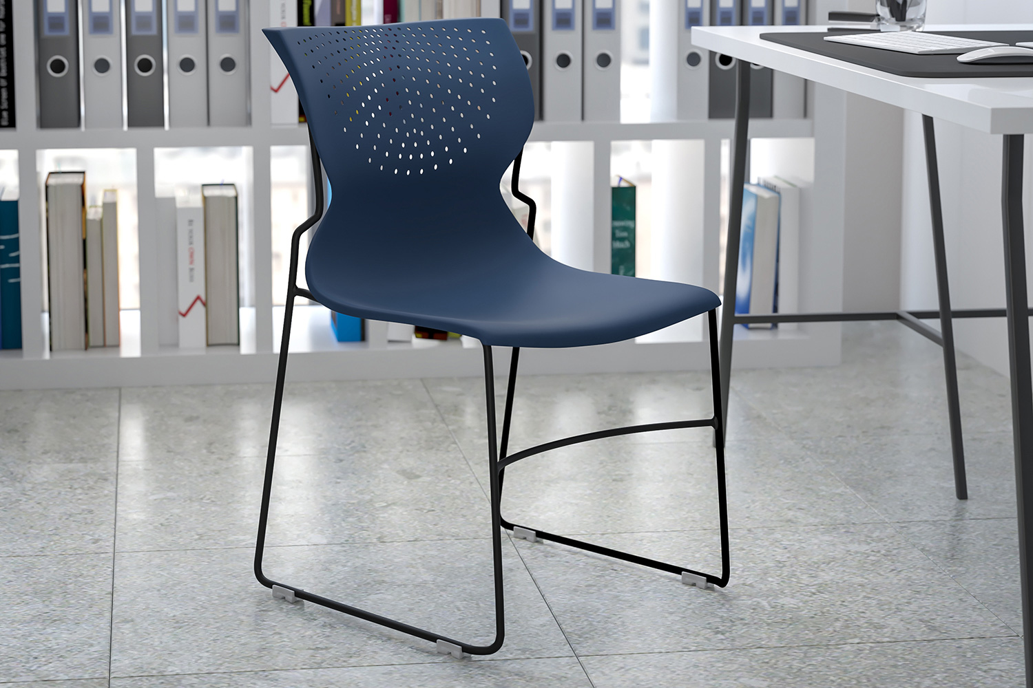 BLNK HERCULES Series Full Back Stack Chair with Gray Powder Coated Frame