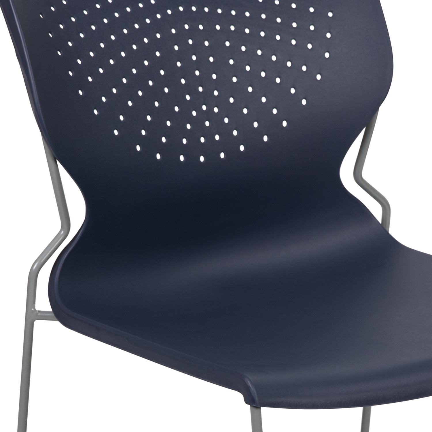 BLNK HERCULES Series Full Back Stack Chair with Gray Powder Coated Frame - Navy