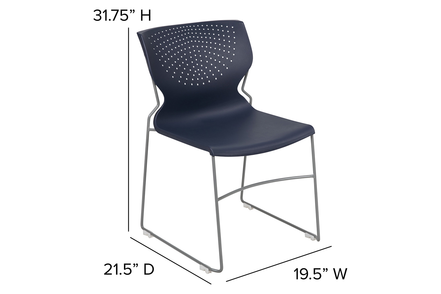 BLNK HERCULES Series Full Back Stack Chair with Gray Powder Coated Frame - Navy