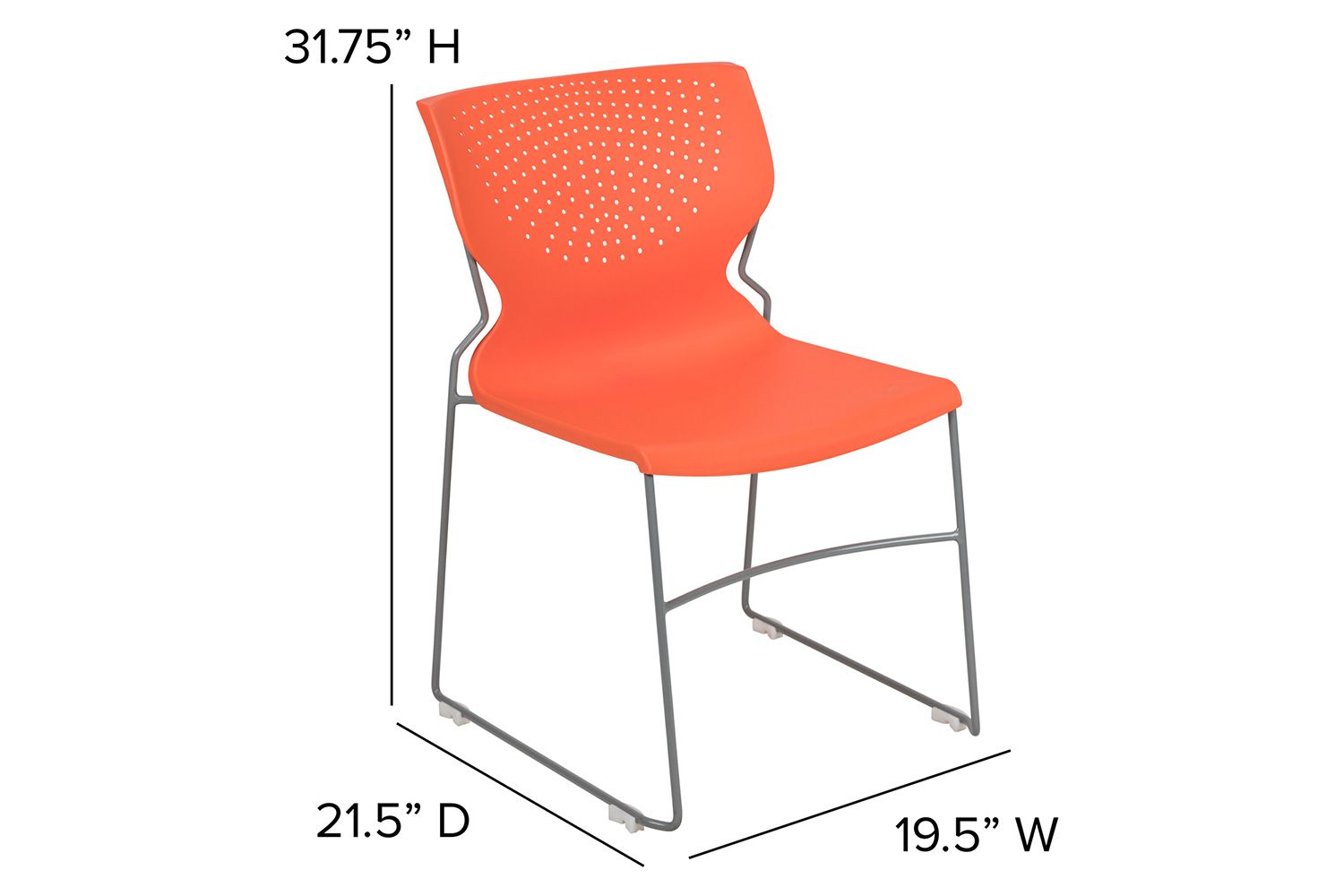 BLNK™ HERCULES Series Full Back Stack Chair with Gray Powder Coated Frame - Orange