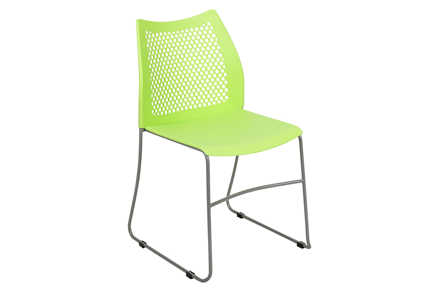 BLNK™ HERCULES Series Stack Chair with Air-Vent Back and Gray Powder Coated Sled Base - Green