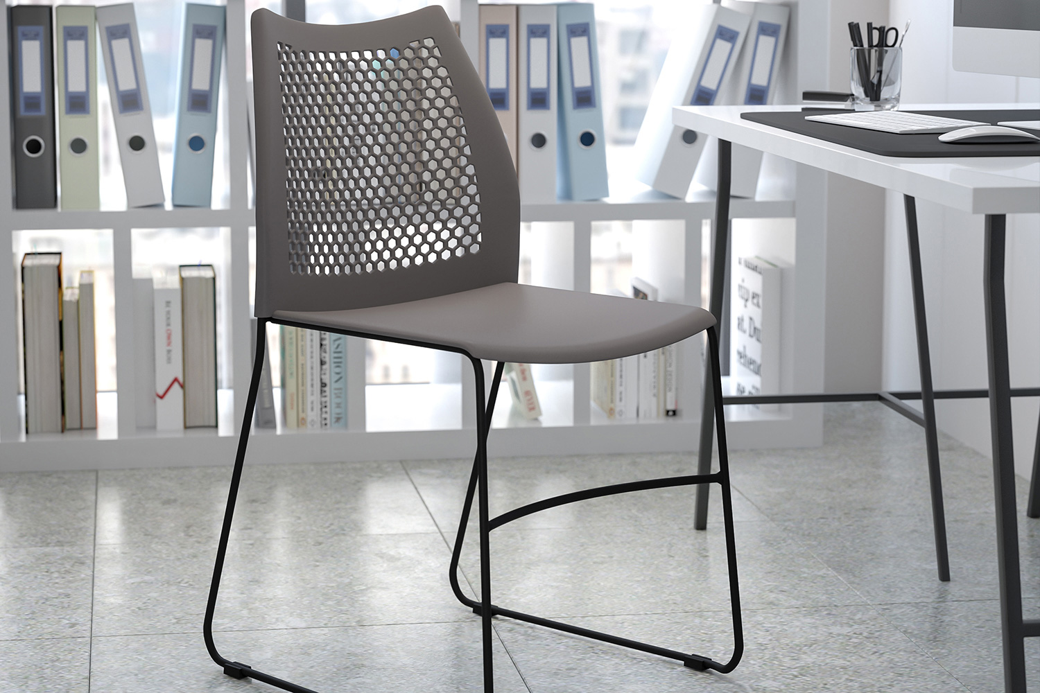 BLNK HERCULES Series Stack Chair with Air-Vent Back and Black Powder Coated Sled Base