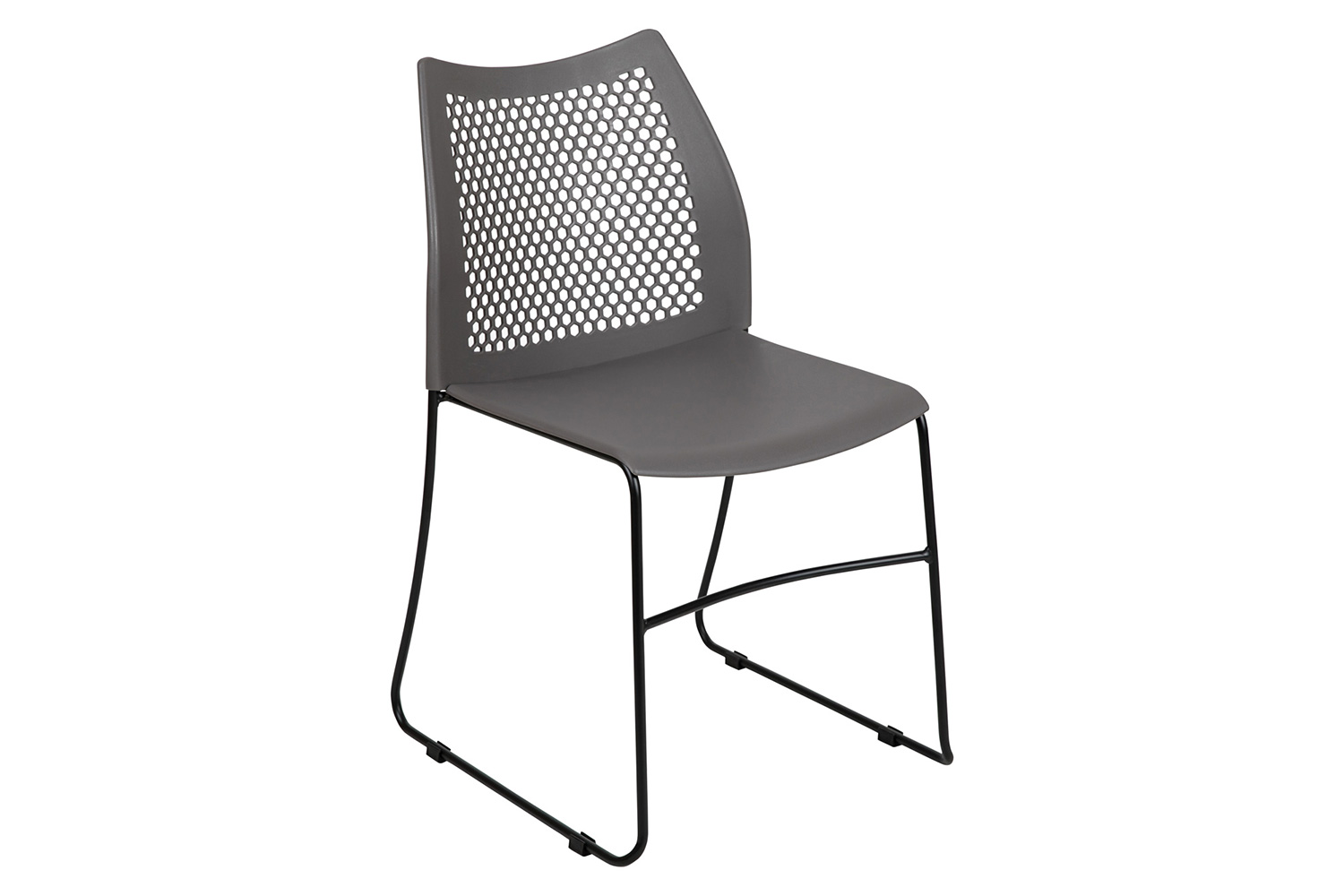 BLNK HERCULES Series Stack Chair with Air-Vent Back and Black Powder Coated Sled Base - Gray