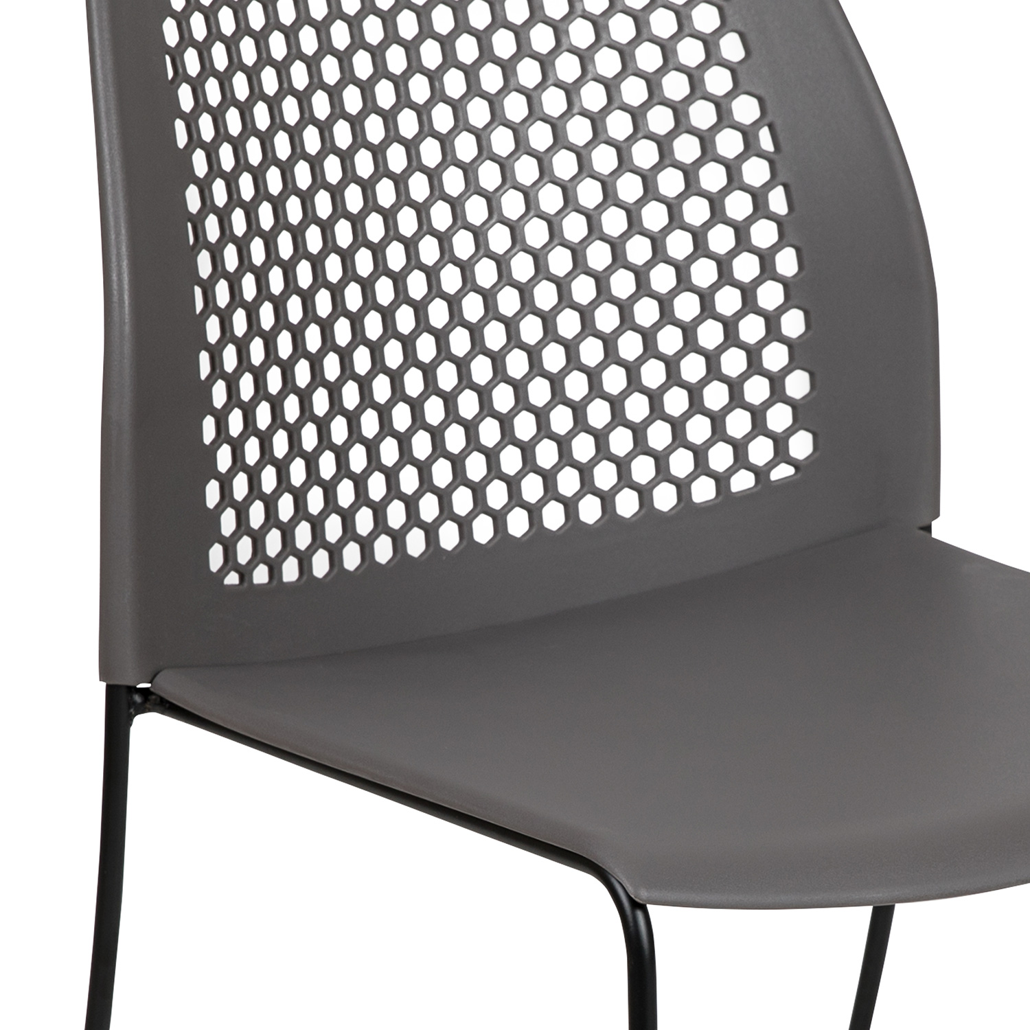 BLNK HERCULES Series Stack Chair with Air-Vent Back and Black Powder Coated Sled Base - Gray