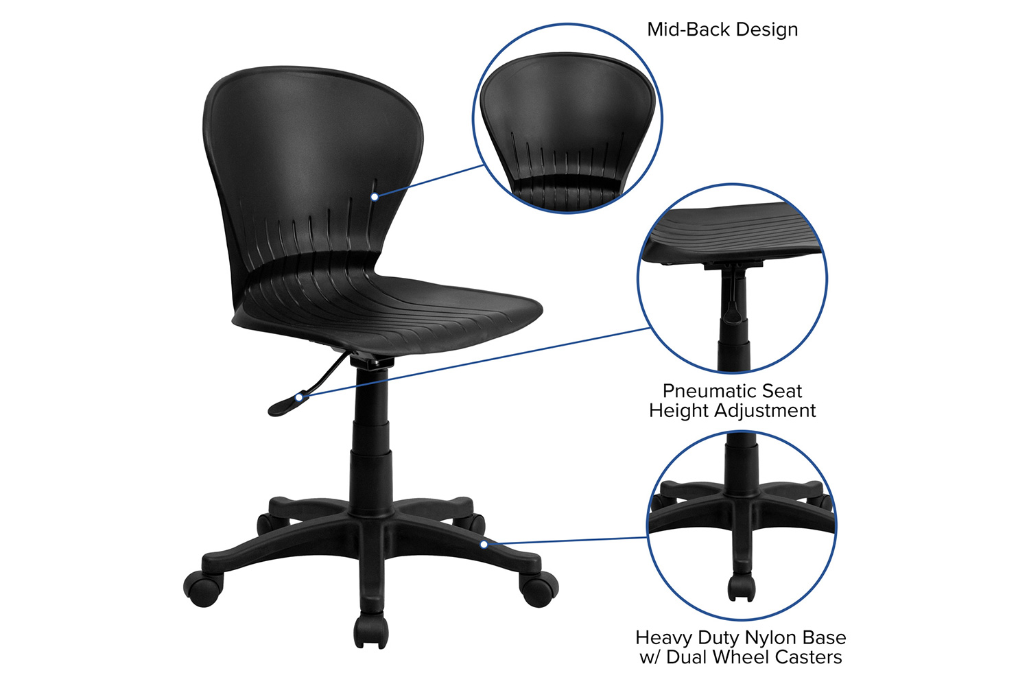 BLNK - Sorho Plastic Mid-Back Swivel Task Office Chair