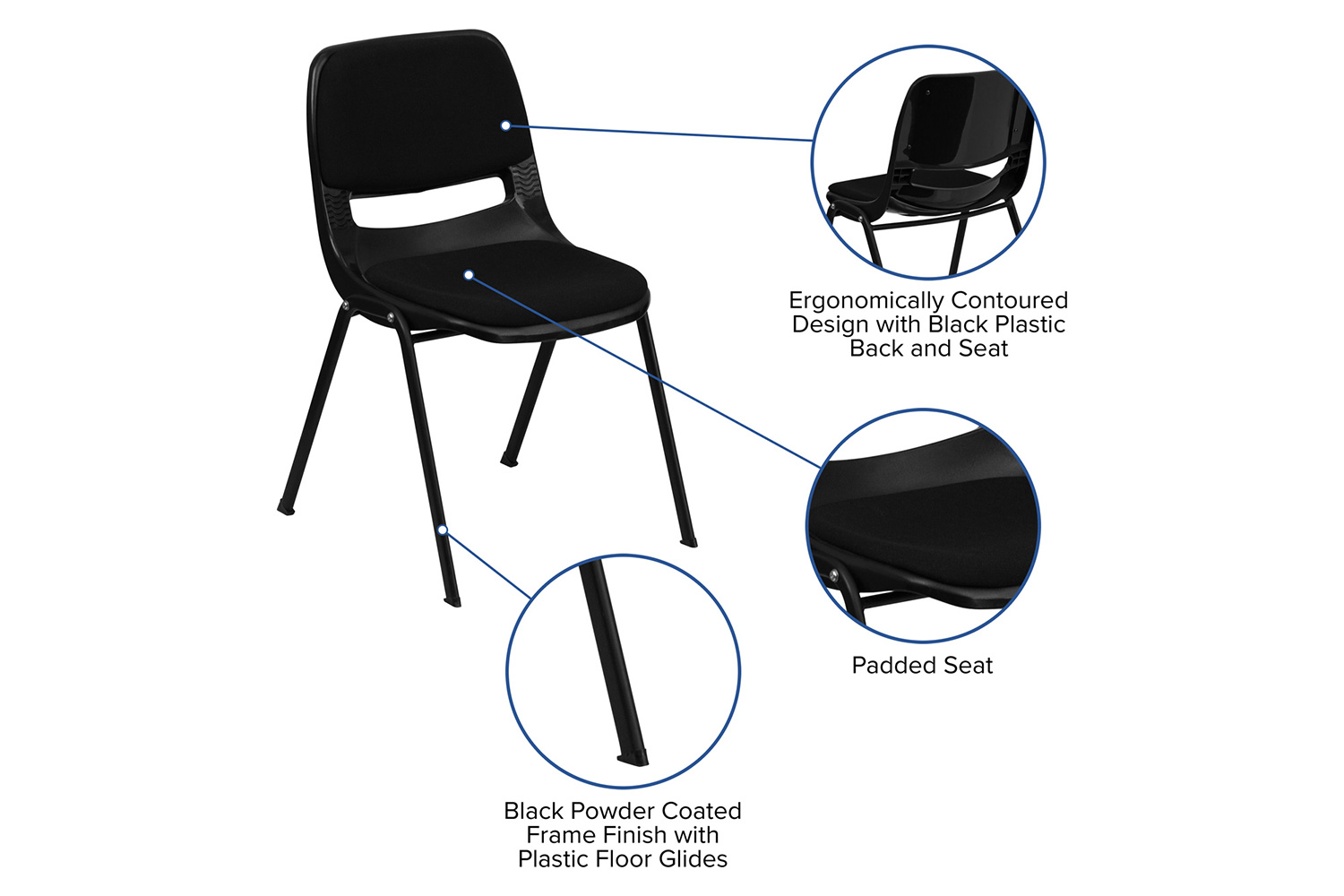 BLNK - HERCULES Series Padded Ergonomic Shell Stack Chair with Frame