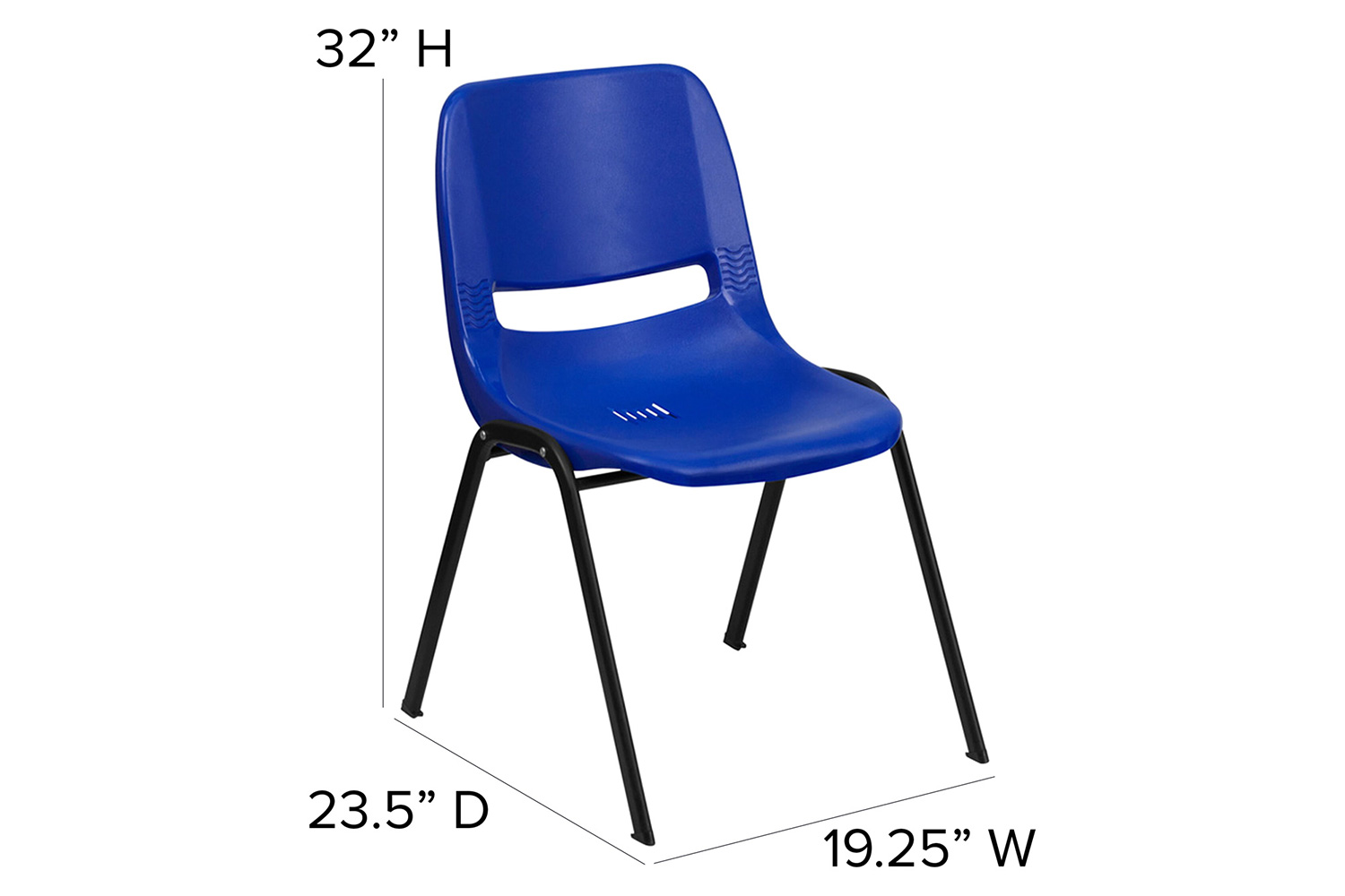 BLNK™ HERCULES Series Ergonomic Shell Stack Chair - Blue/Black, 17,75"H Seat