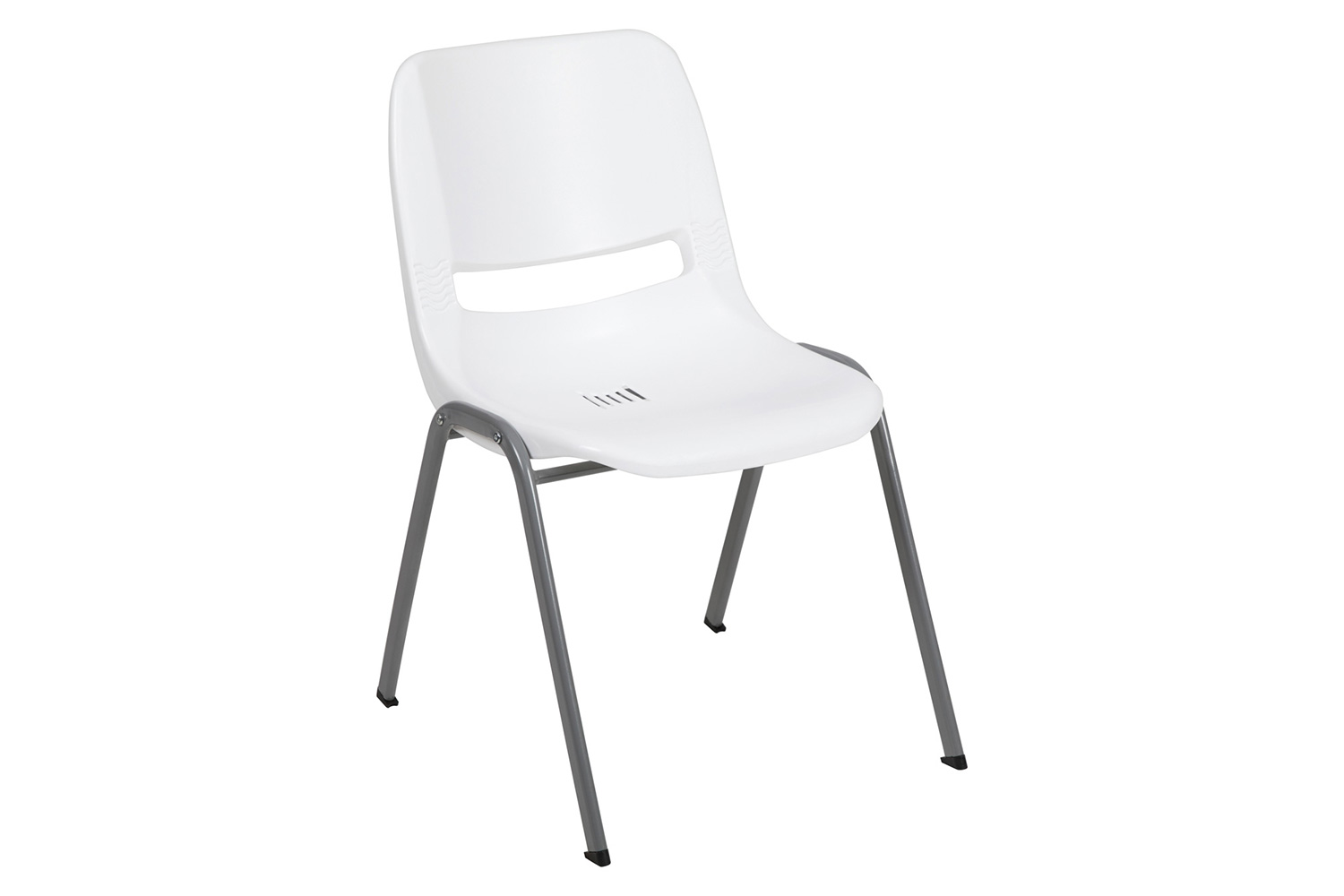 BLNK HERCULES Series Ergonomic Shell Stack Chair with Gray Frame - White