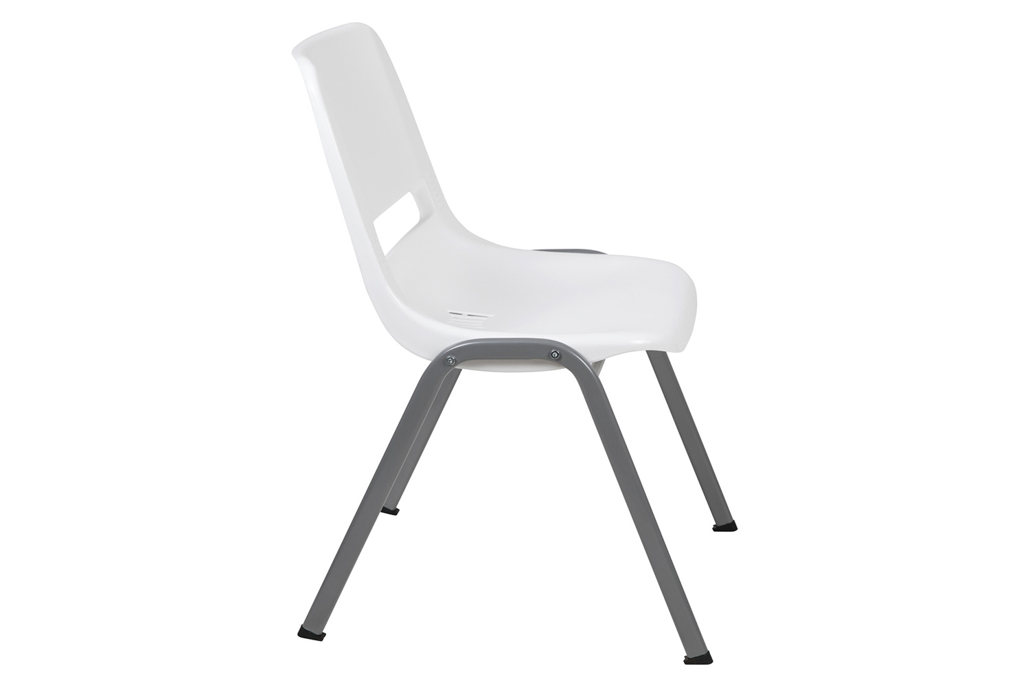 BLNK HERCULES Series Ergonomic Shell Stack Chair with Gray Frame - White