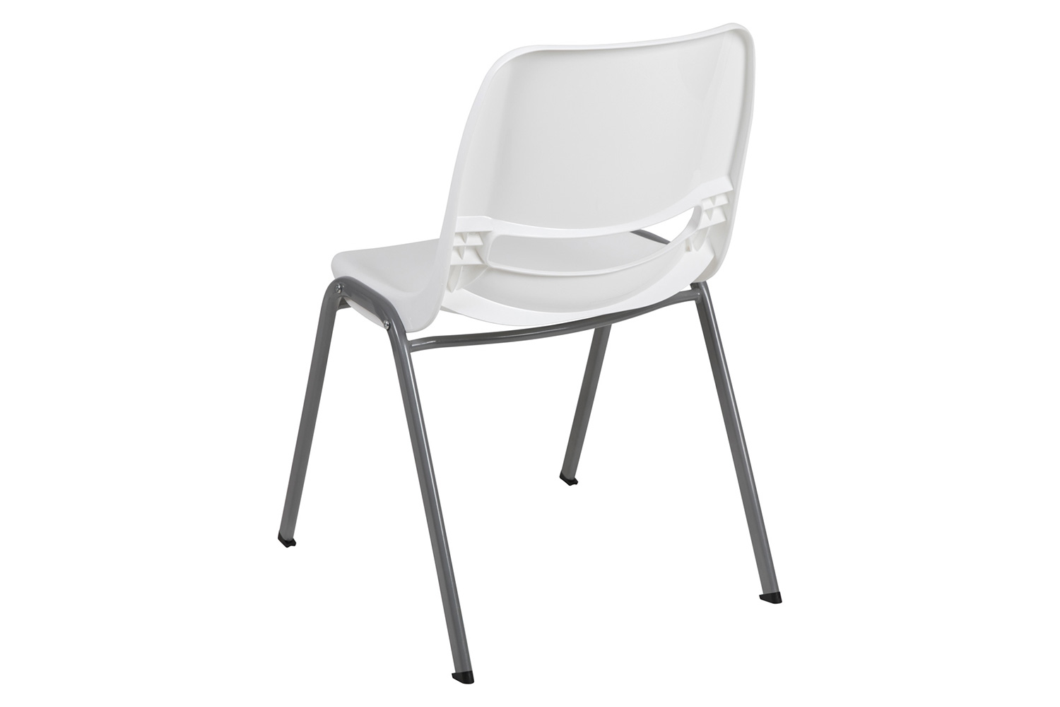 BLNK HERCULES Series Ergonomic Shell Stack Chair with Gray Frame - White